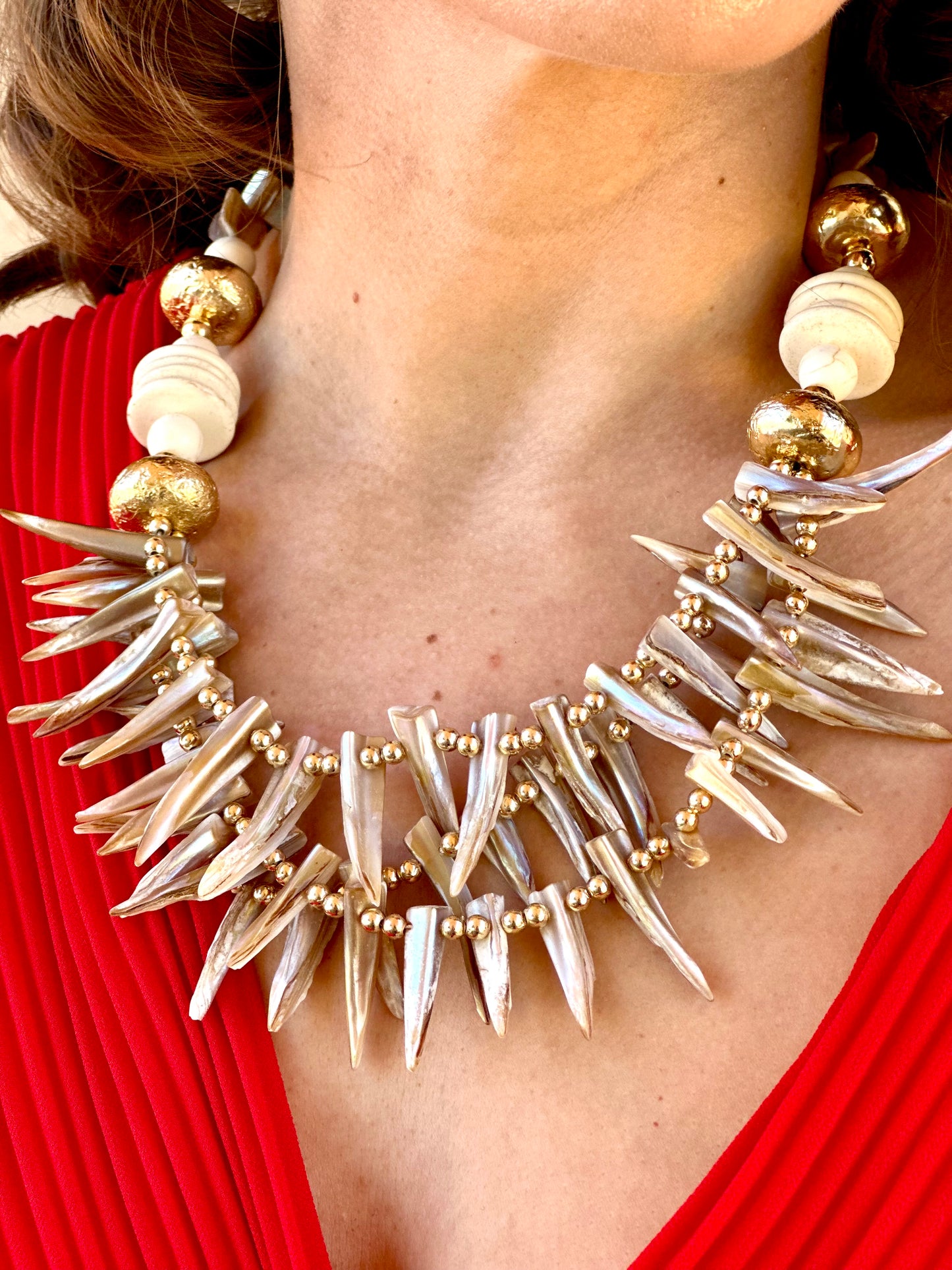 Collar Egipto Dorado/Nácar