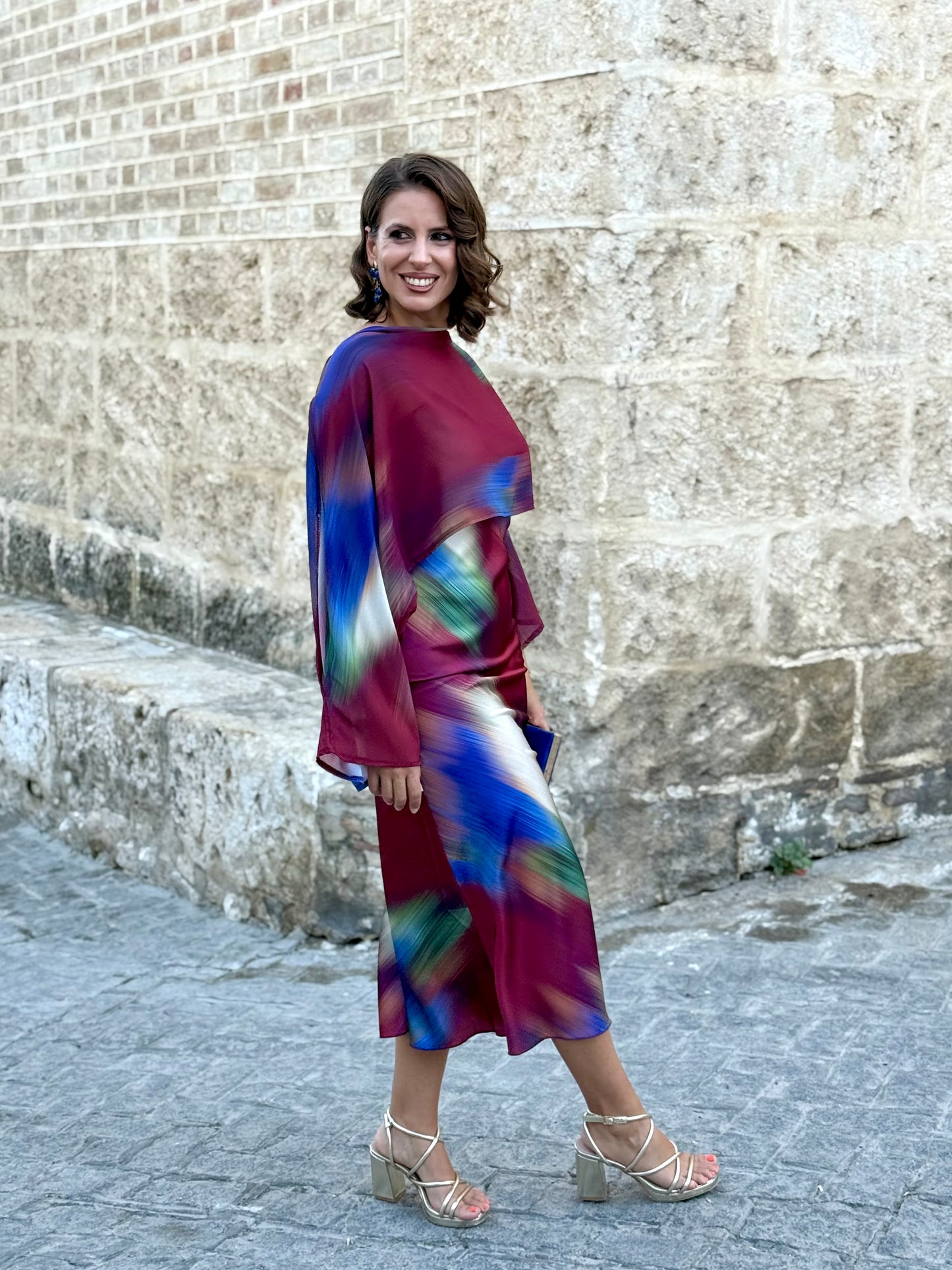 Vestido Acuarela Burdeos