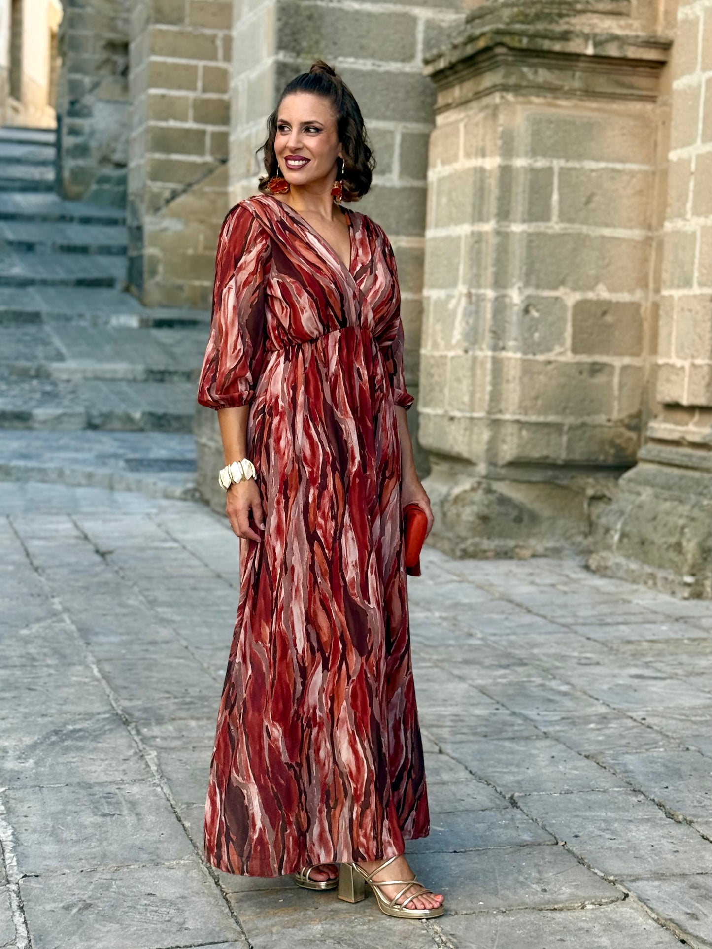 Vestido Pinceladas Teja
