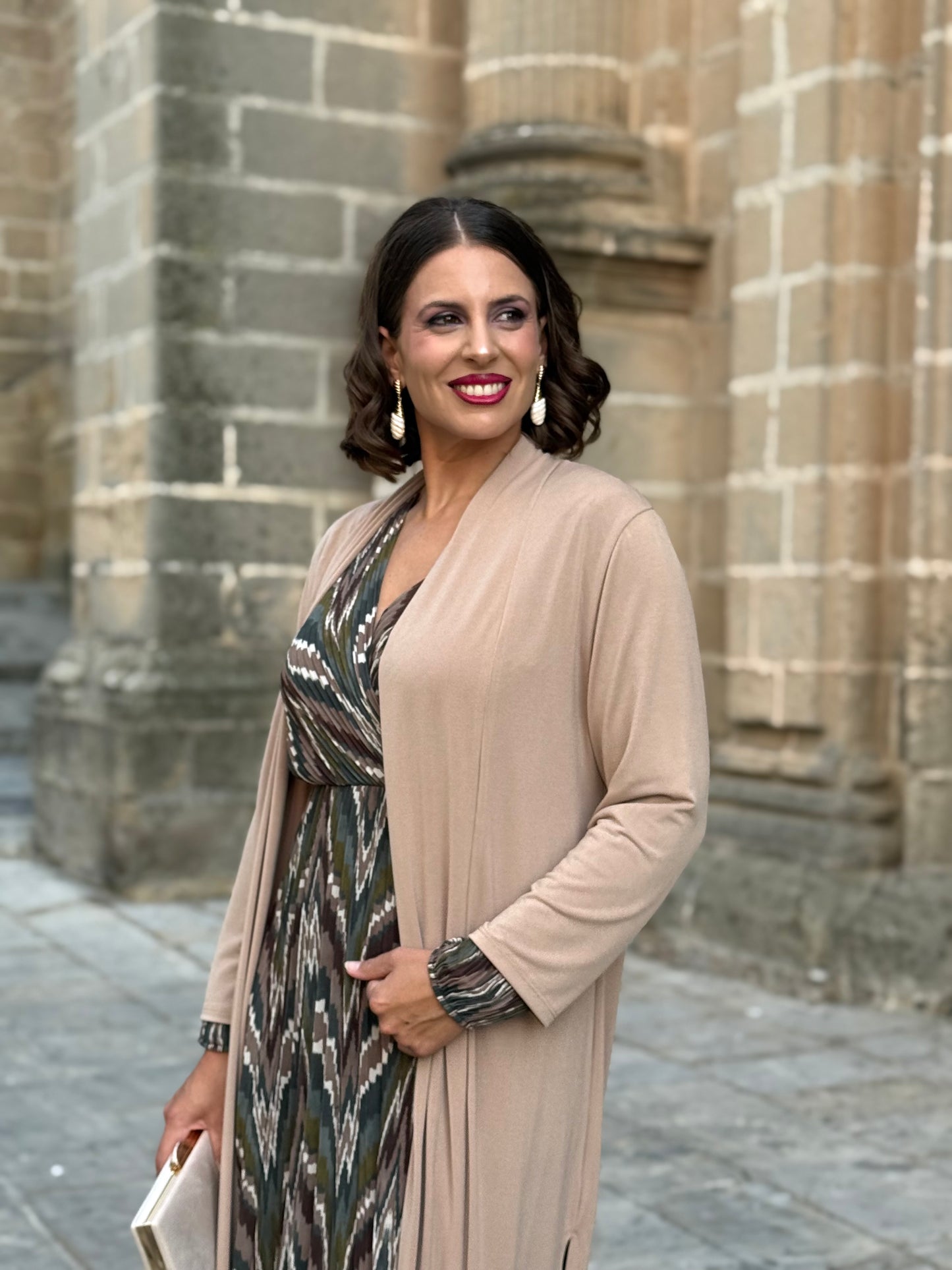 Kimono Punto De Seda Camel