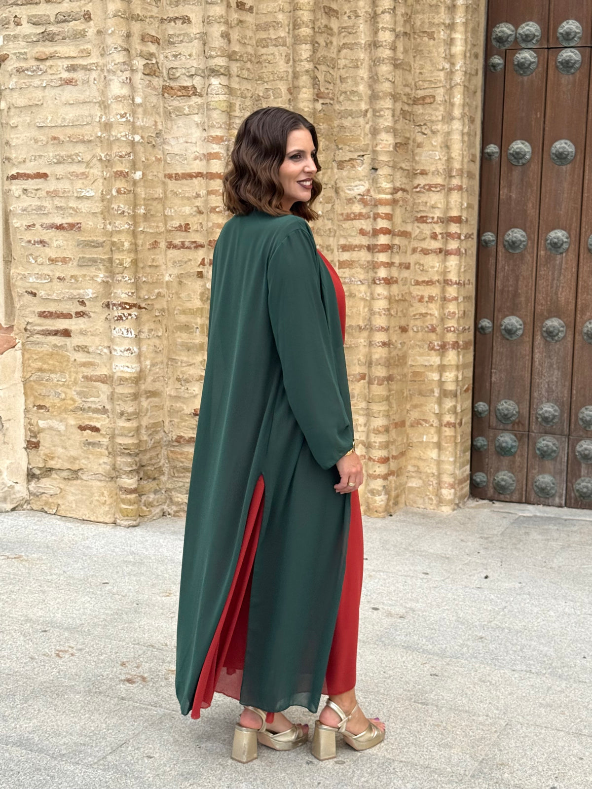 Kimono de Gasa Verde Botella