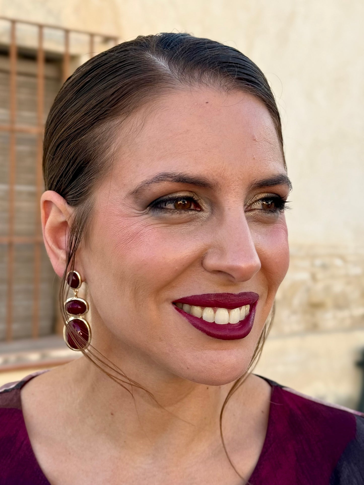 Pendientes Sultana Burdeos