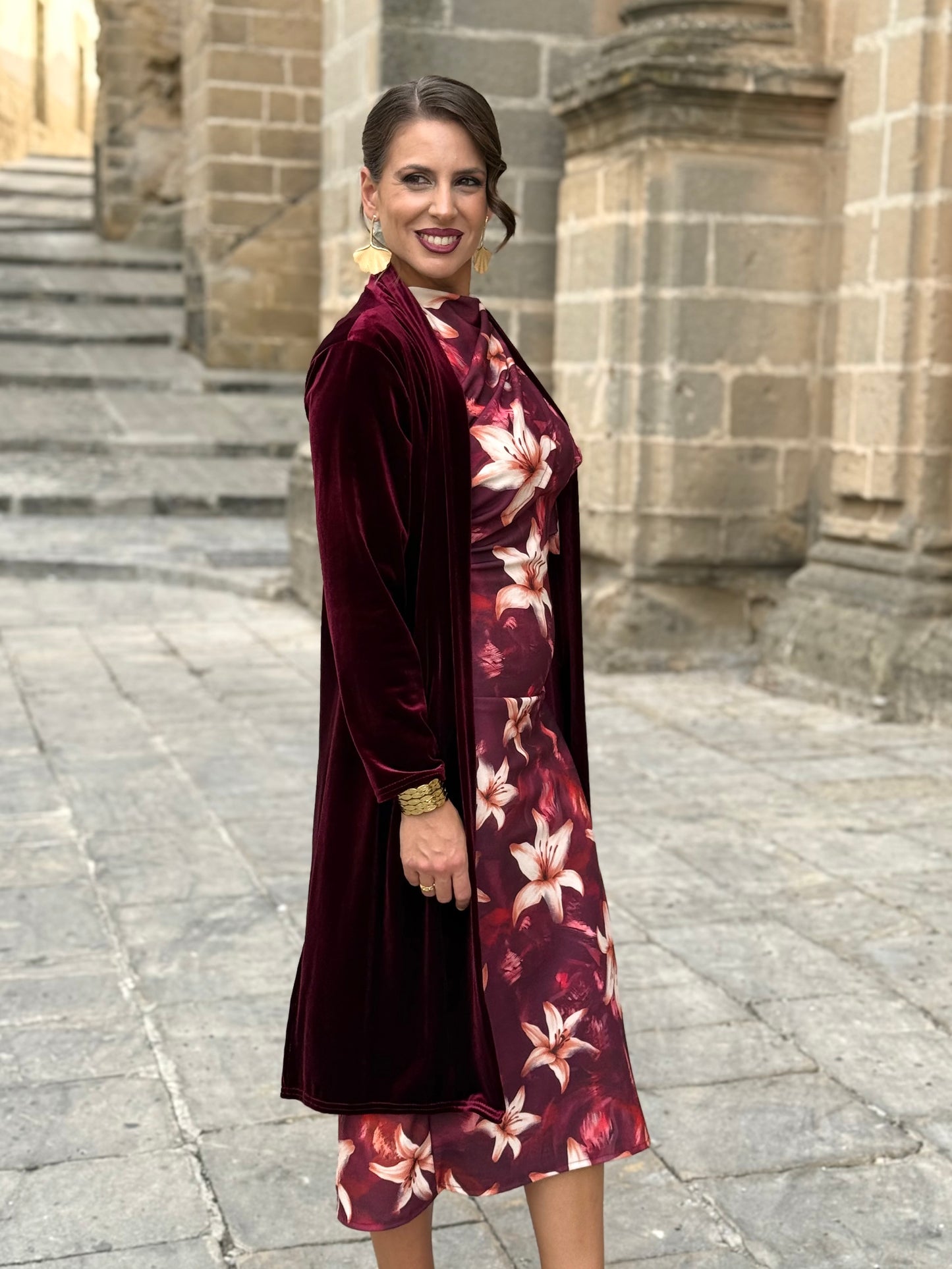Kimono de Terciopelo Burdeos