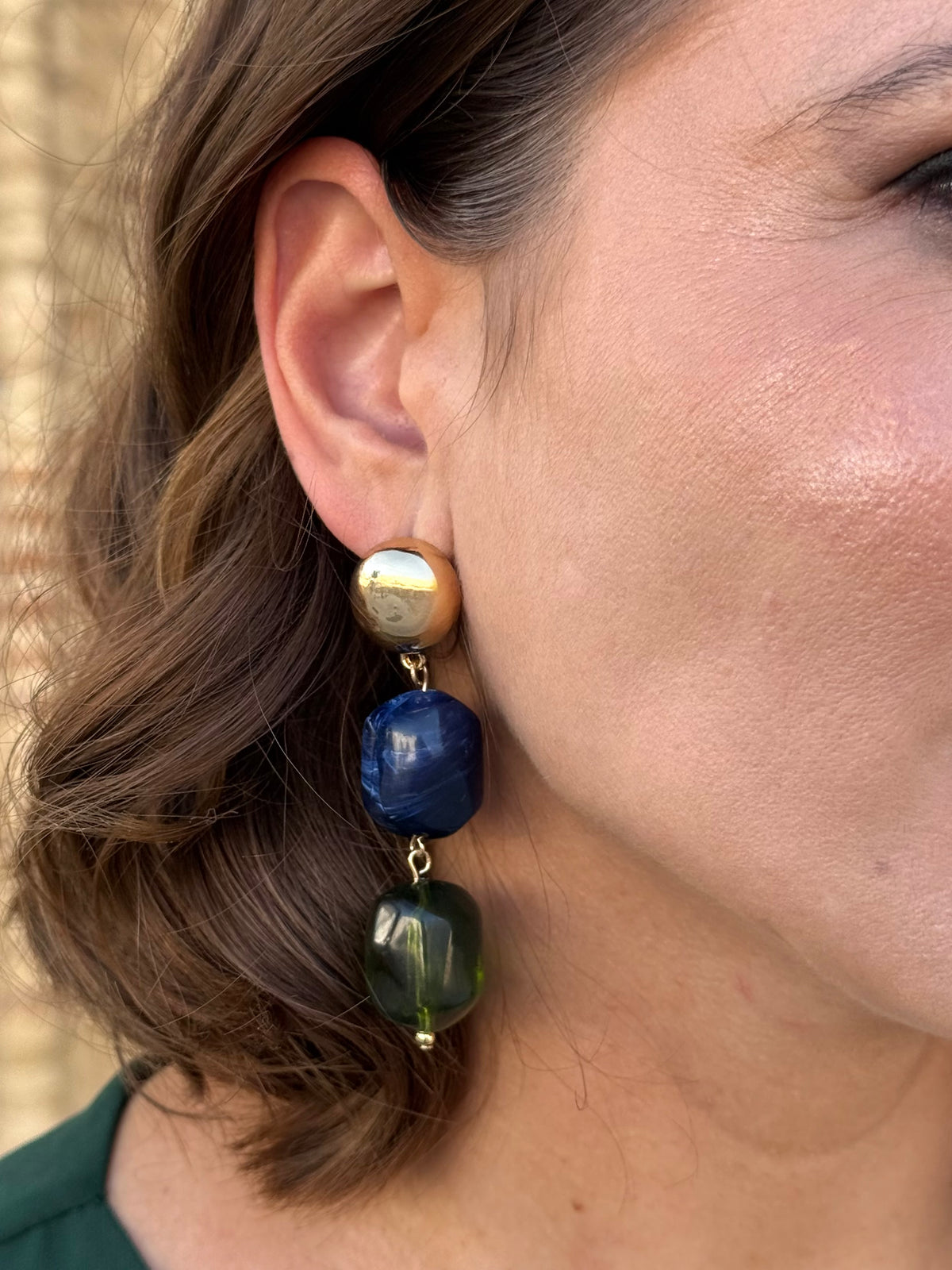 Pendientes Rubí Verde/Marino