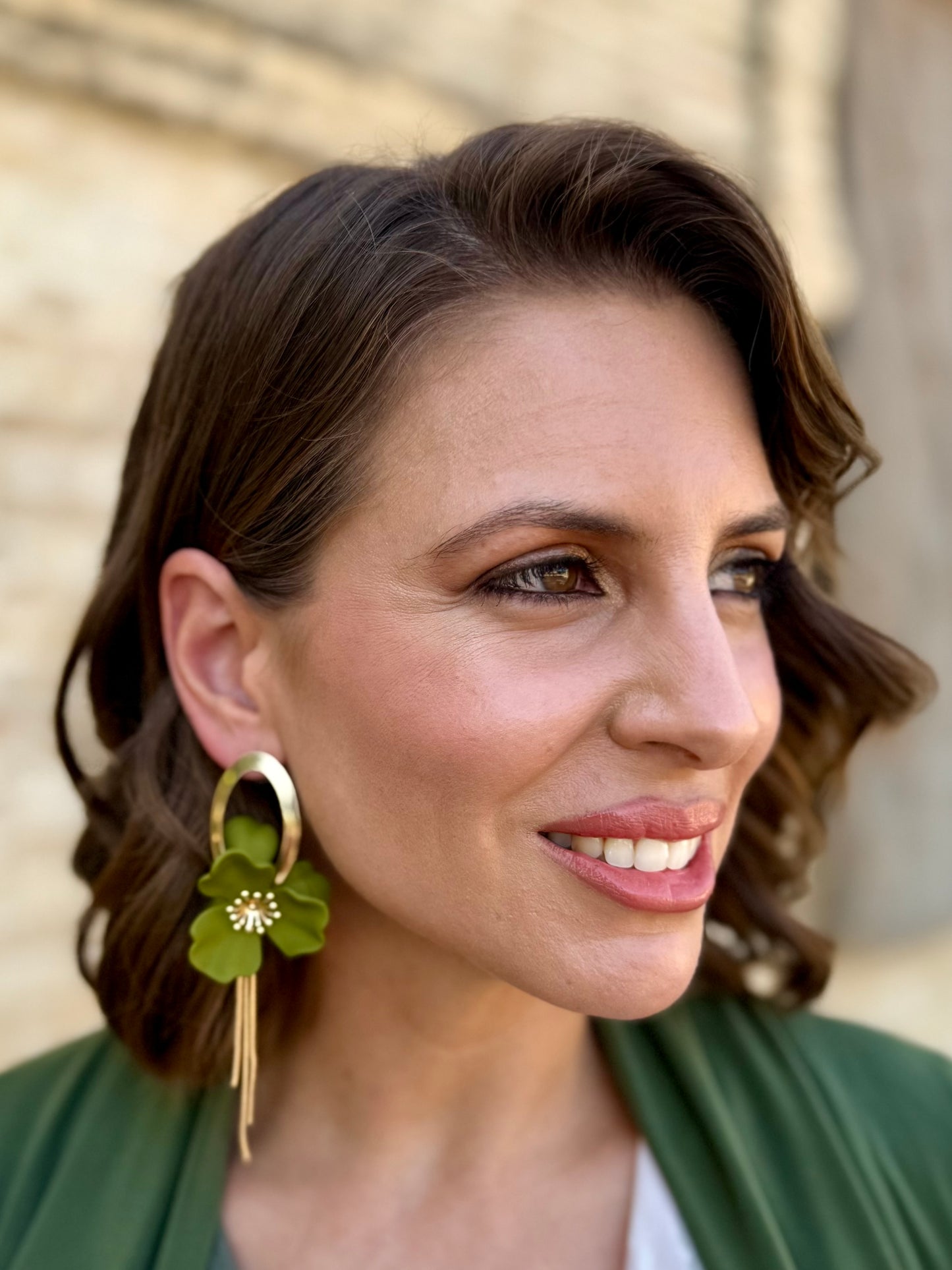 Pendientes Flor Verde