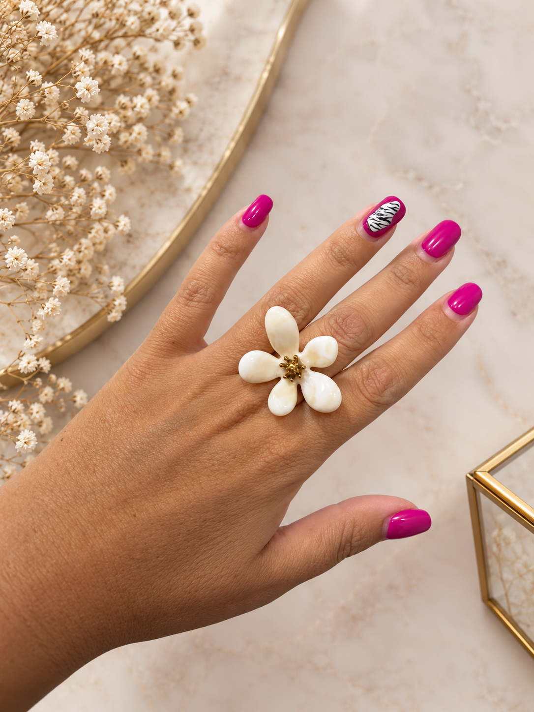 Anillo Flor Blanco