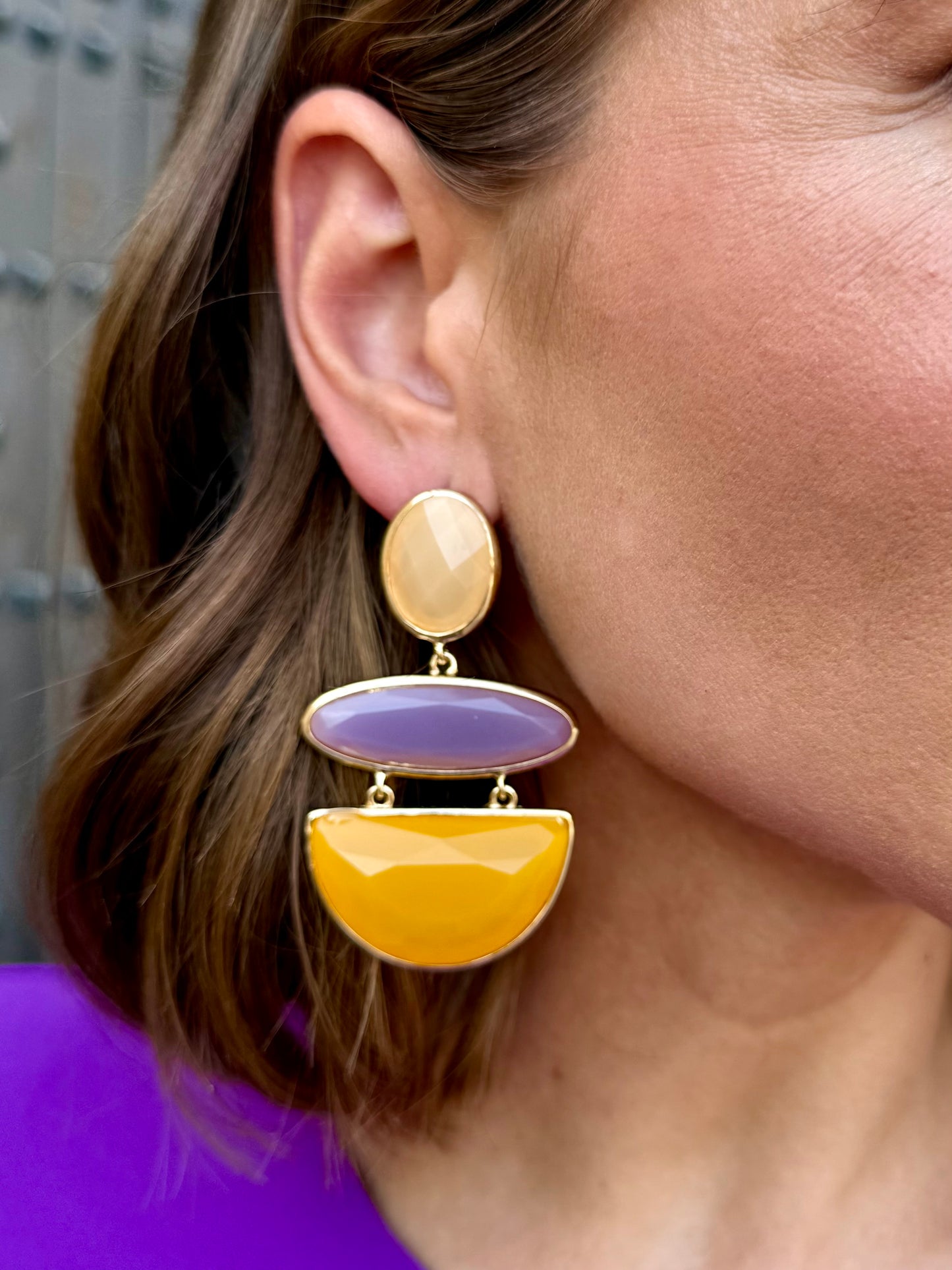 Pendientes Candamo Morado-Mostaza