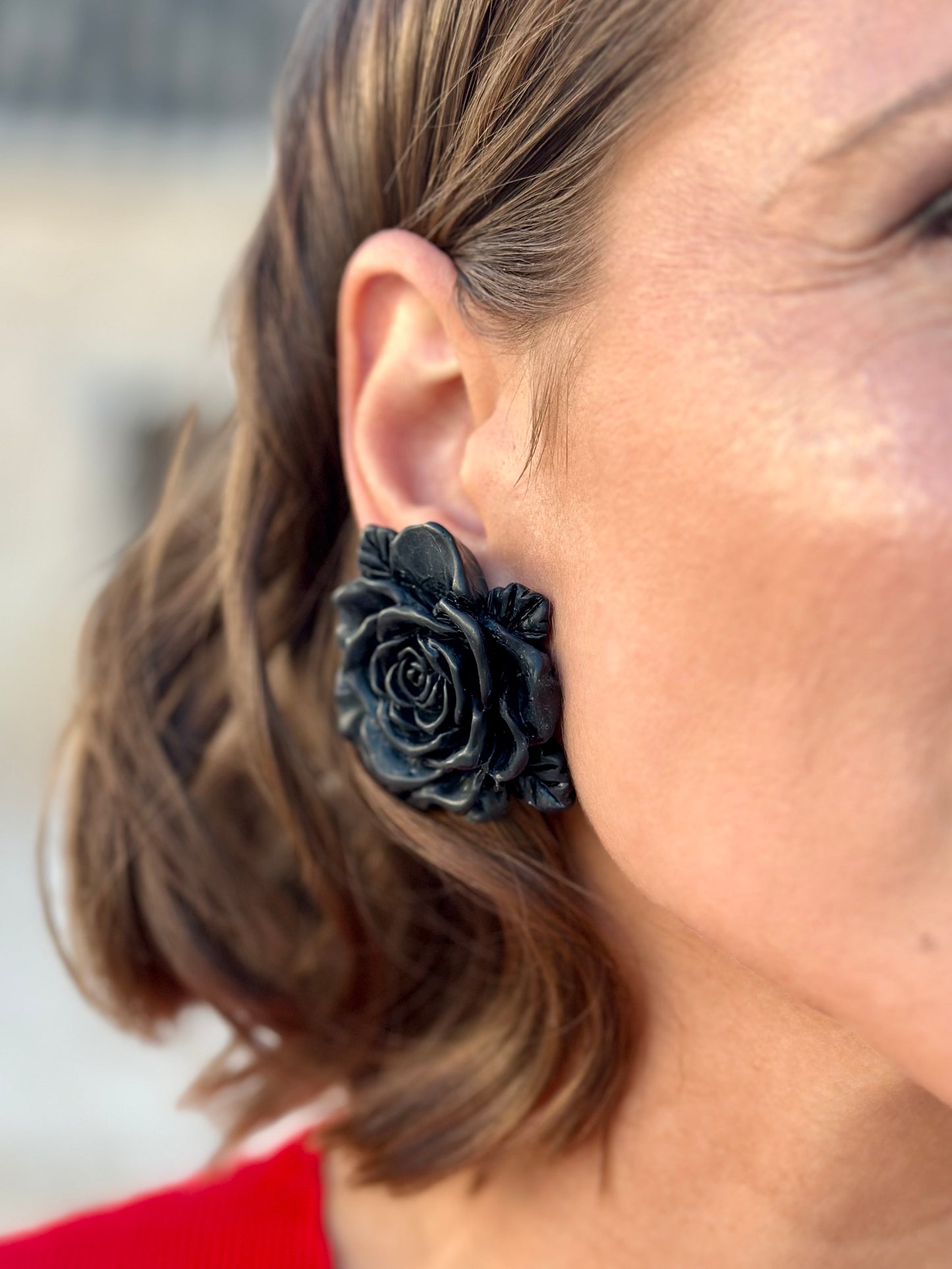 Pendientes Flora Negro