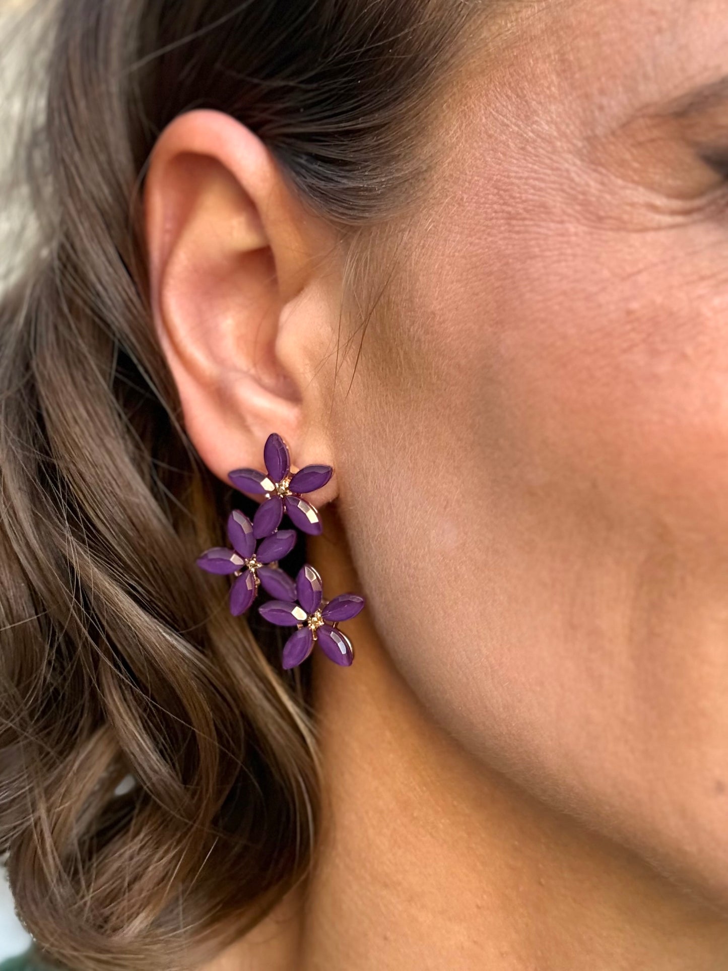 Pendientes Triflor Morado