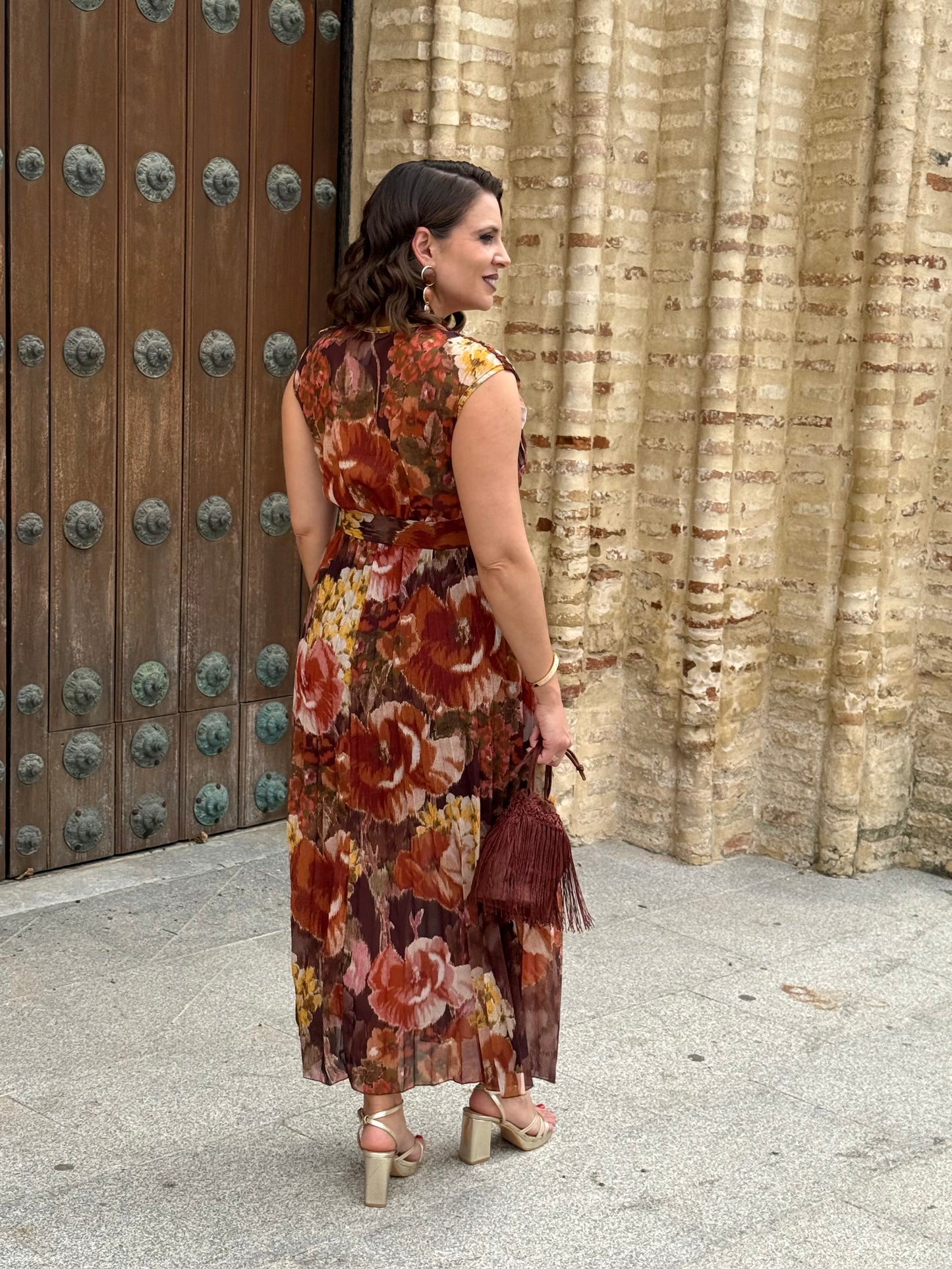 Vestido Amalia Floral Marrón