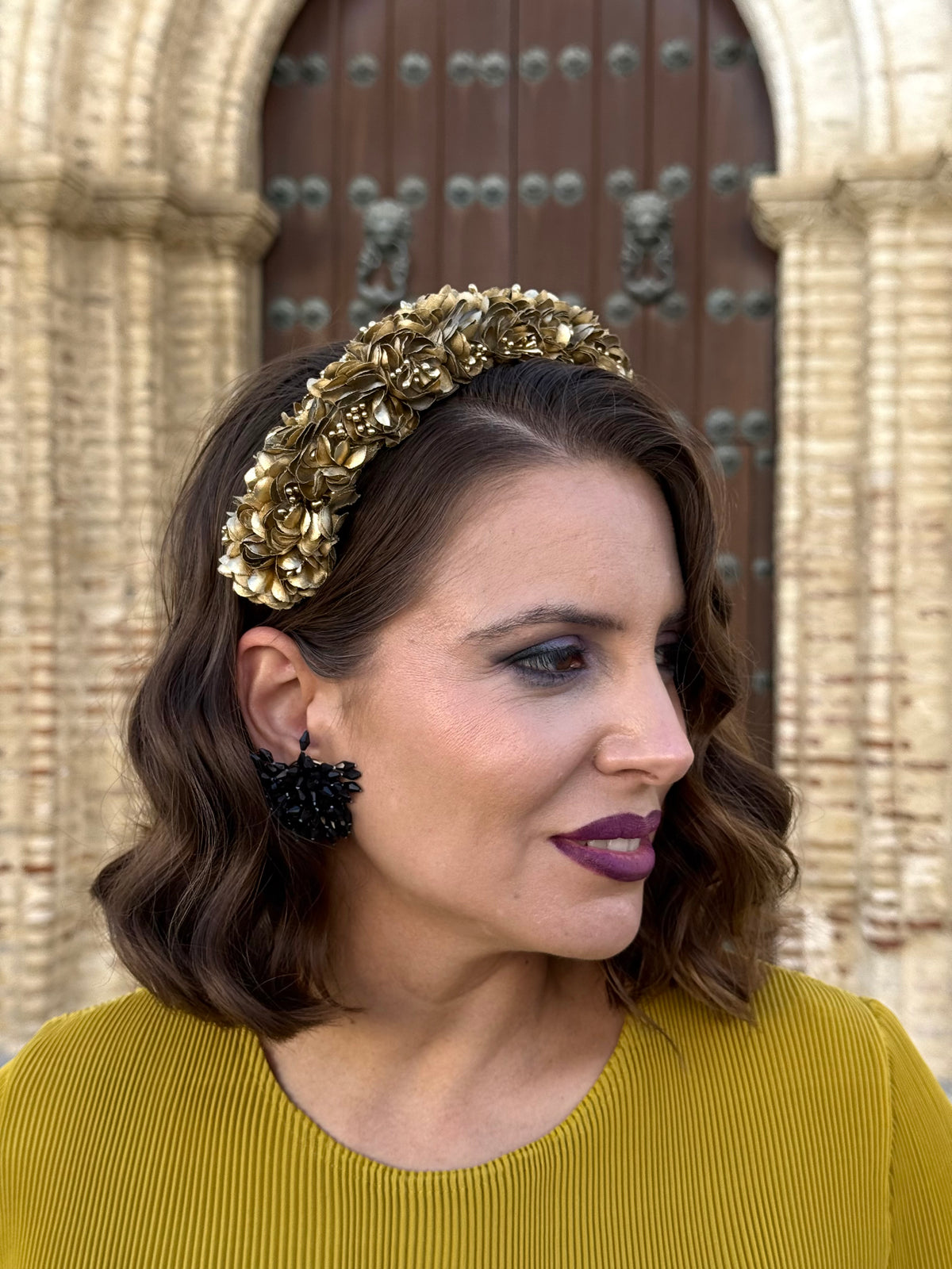 Diadema Floral Dorada