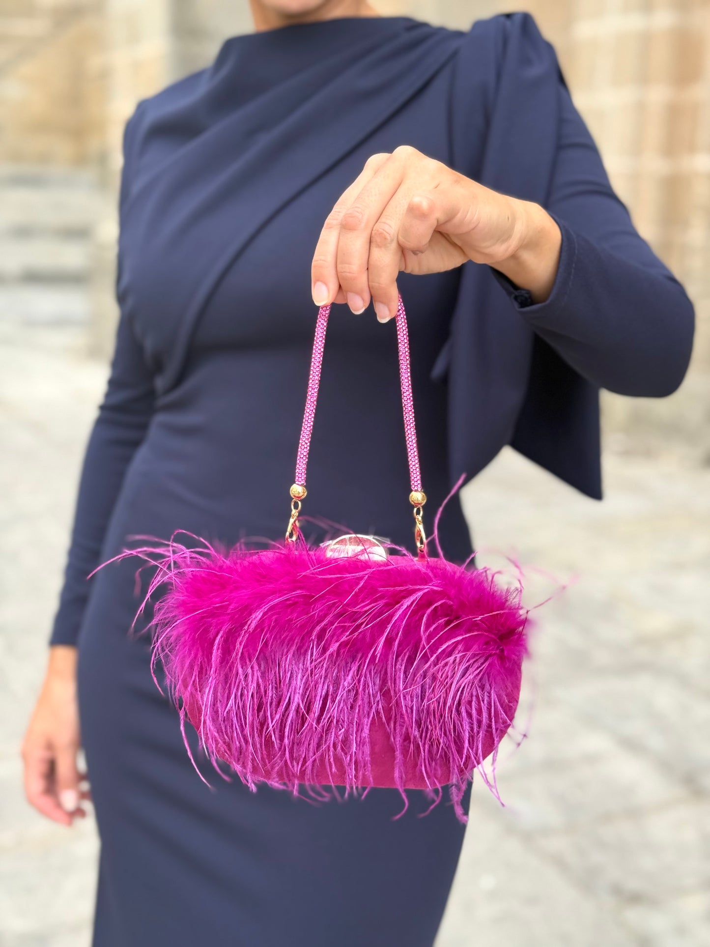 Bolso Plumas Buganvilla