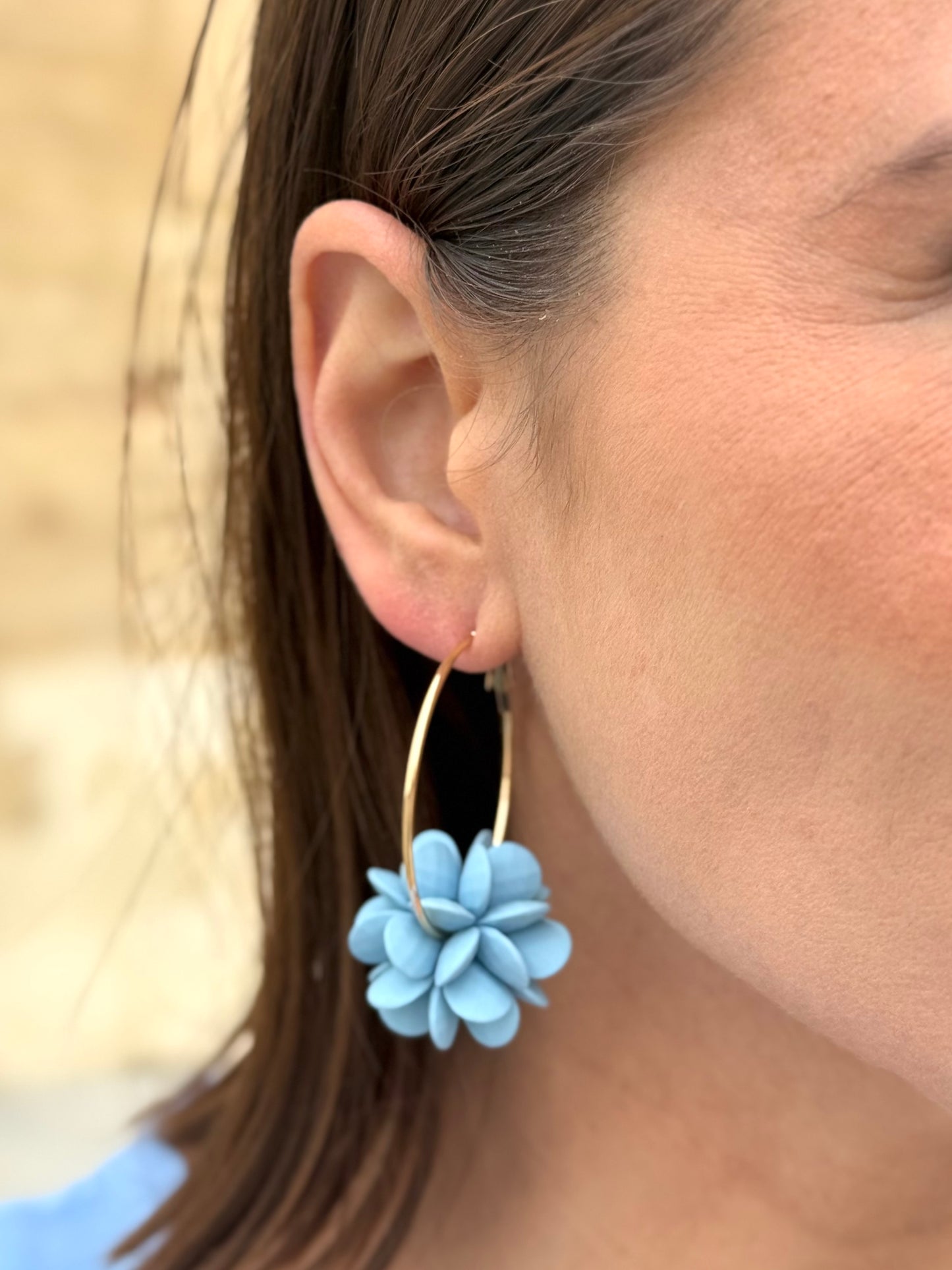 Pendientes Aro Flor Celeste