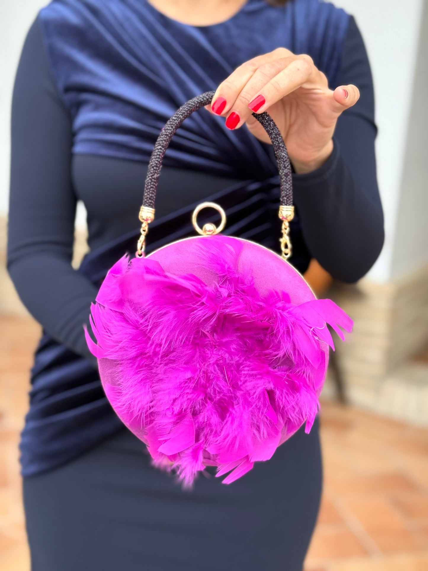 Bolso Amalia Plumas Buganvilla