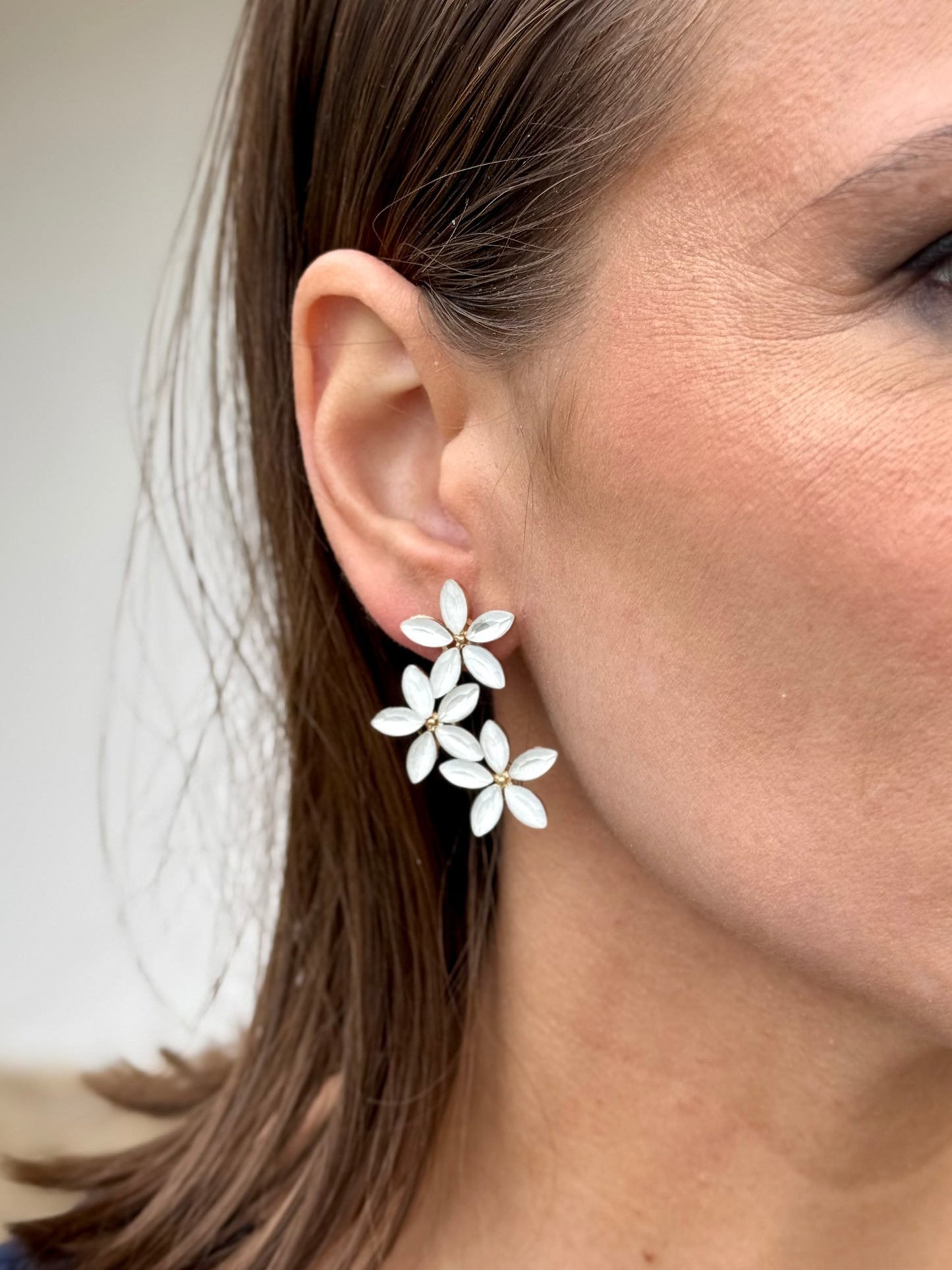 Pendientes Triflor Blanco