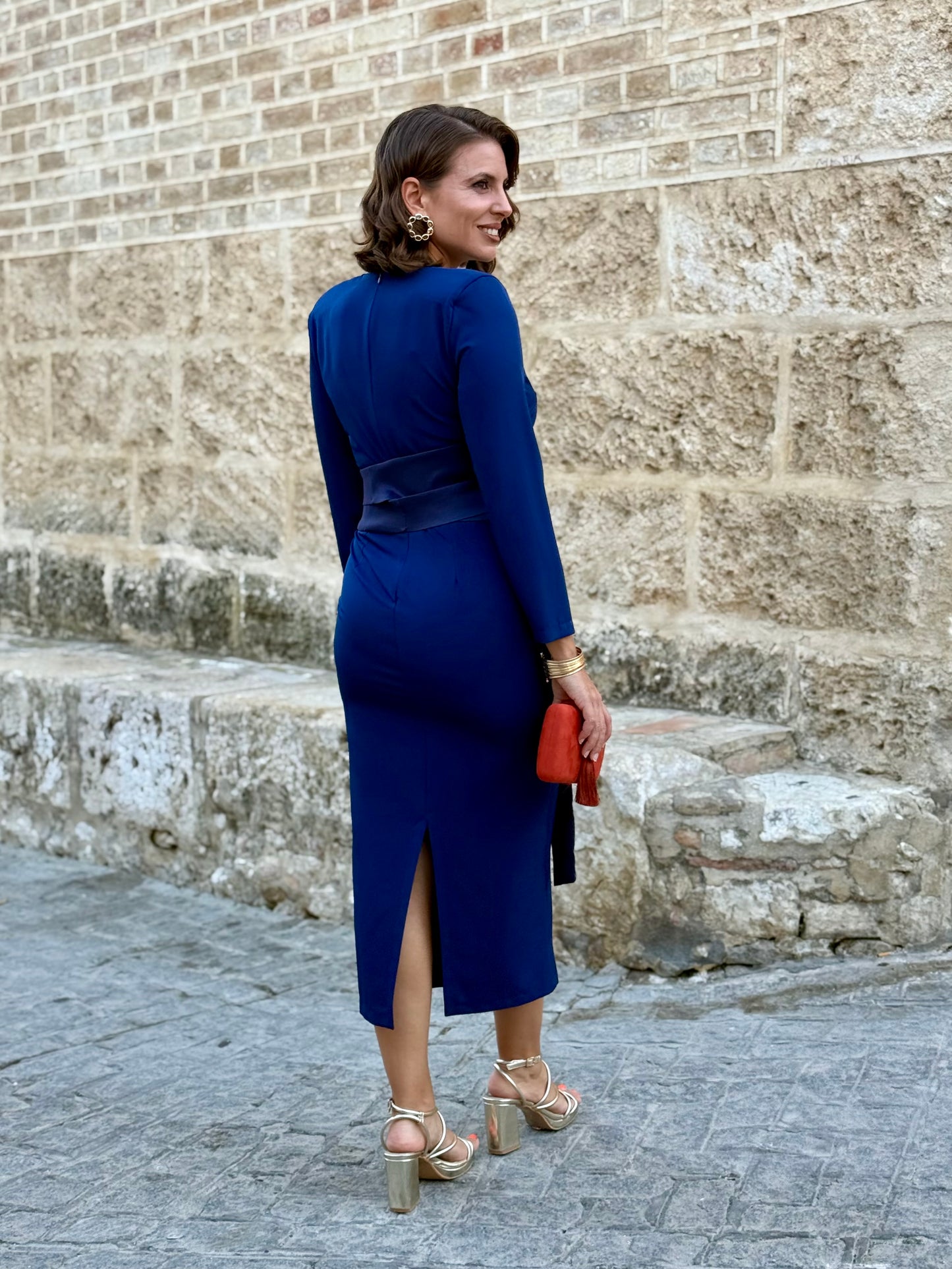 Vestido Andalus Marino con Capa de Flecos