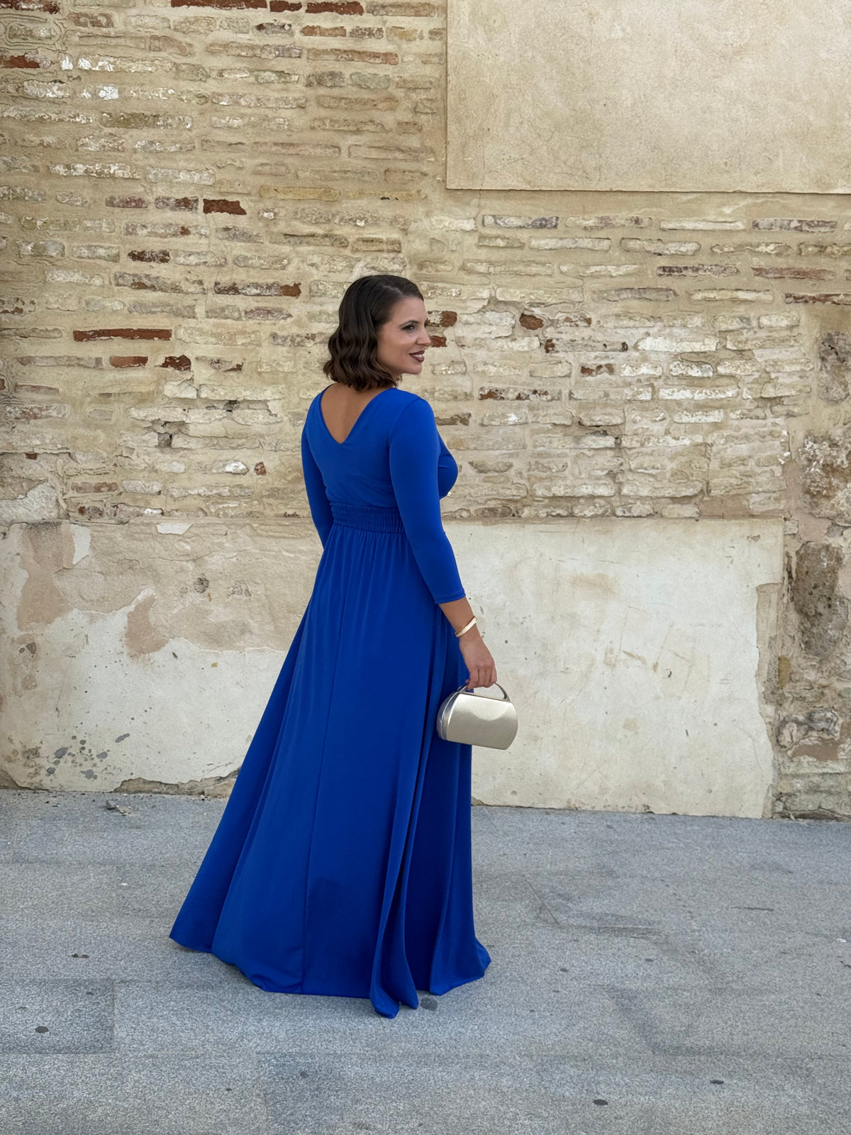 Vestido Zafira Manga Azul Añil