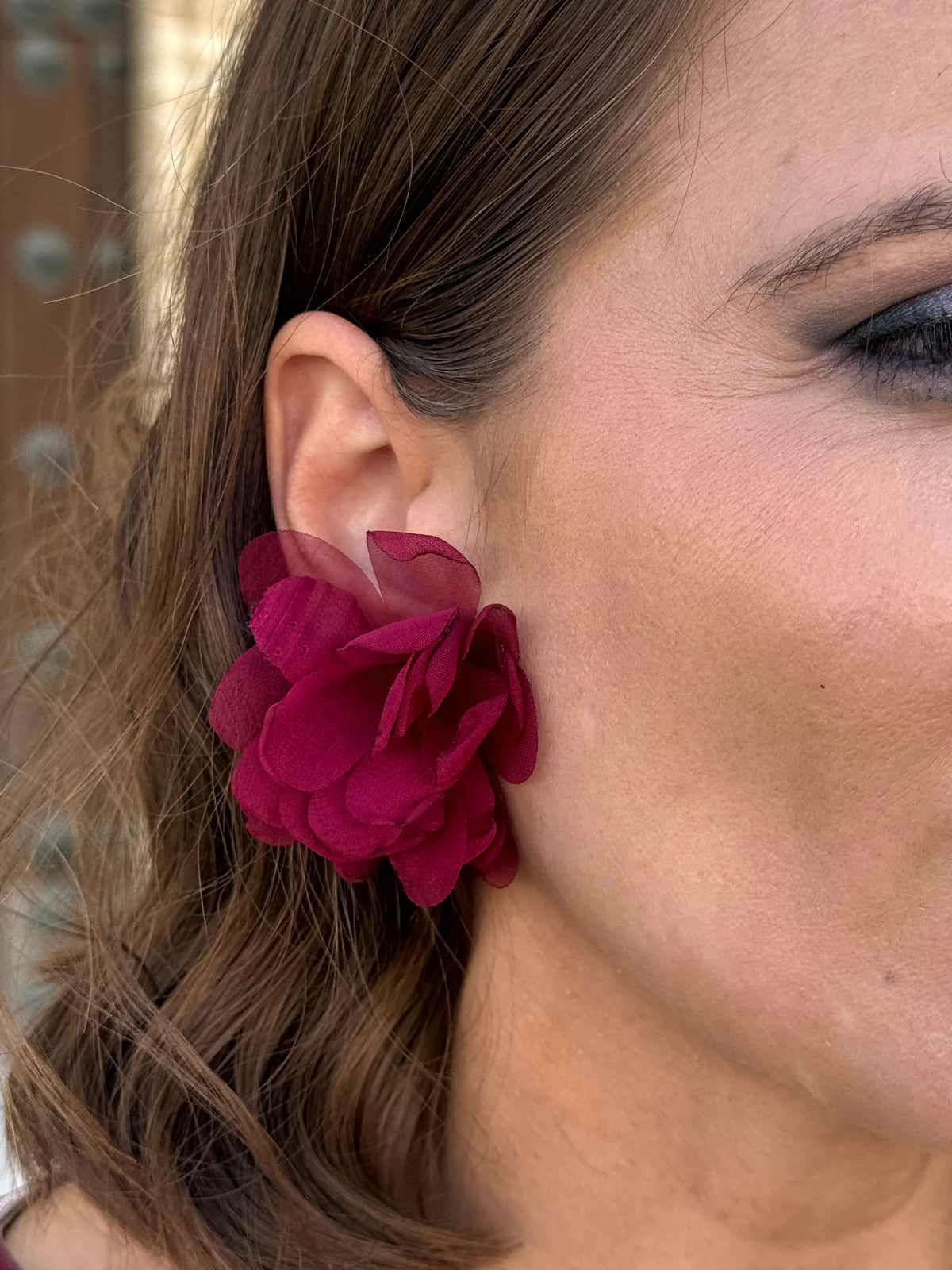 Pendientes Amapola Burdeos