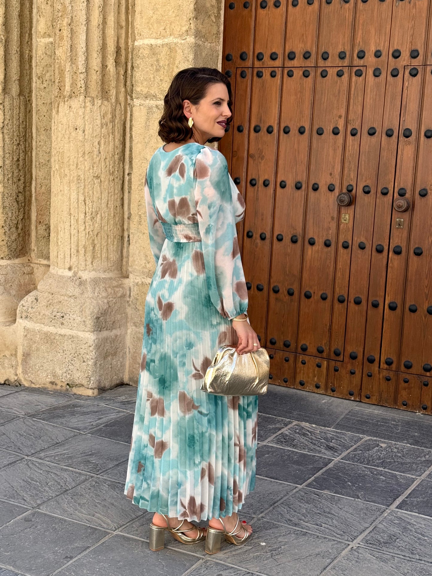 Vestido Nadia Floral Verde Mar