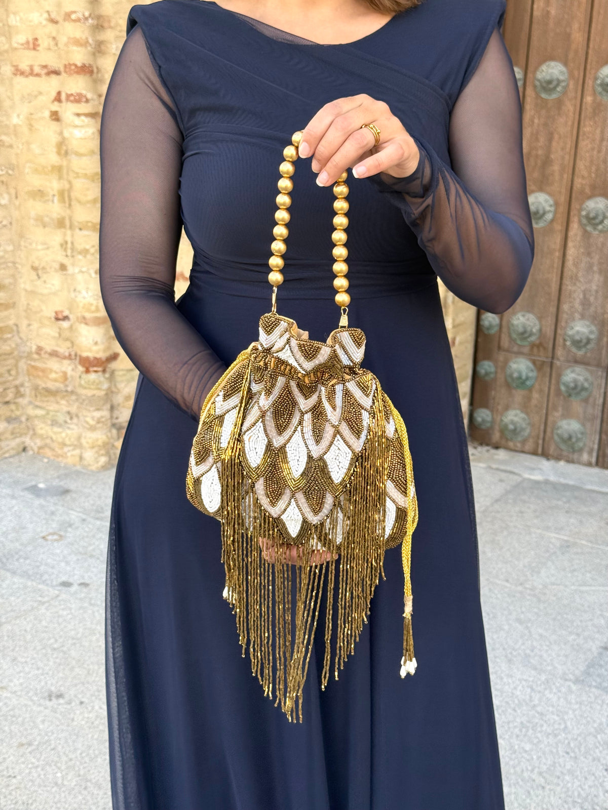 Limosnera Glam Dorada/Blanca