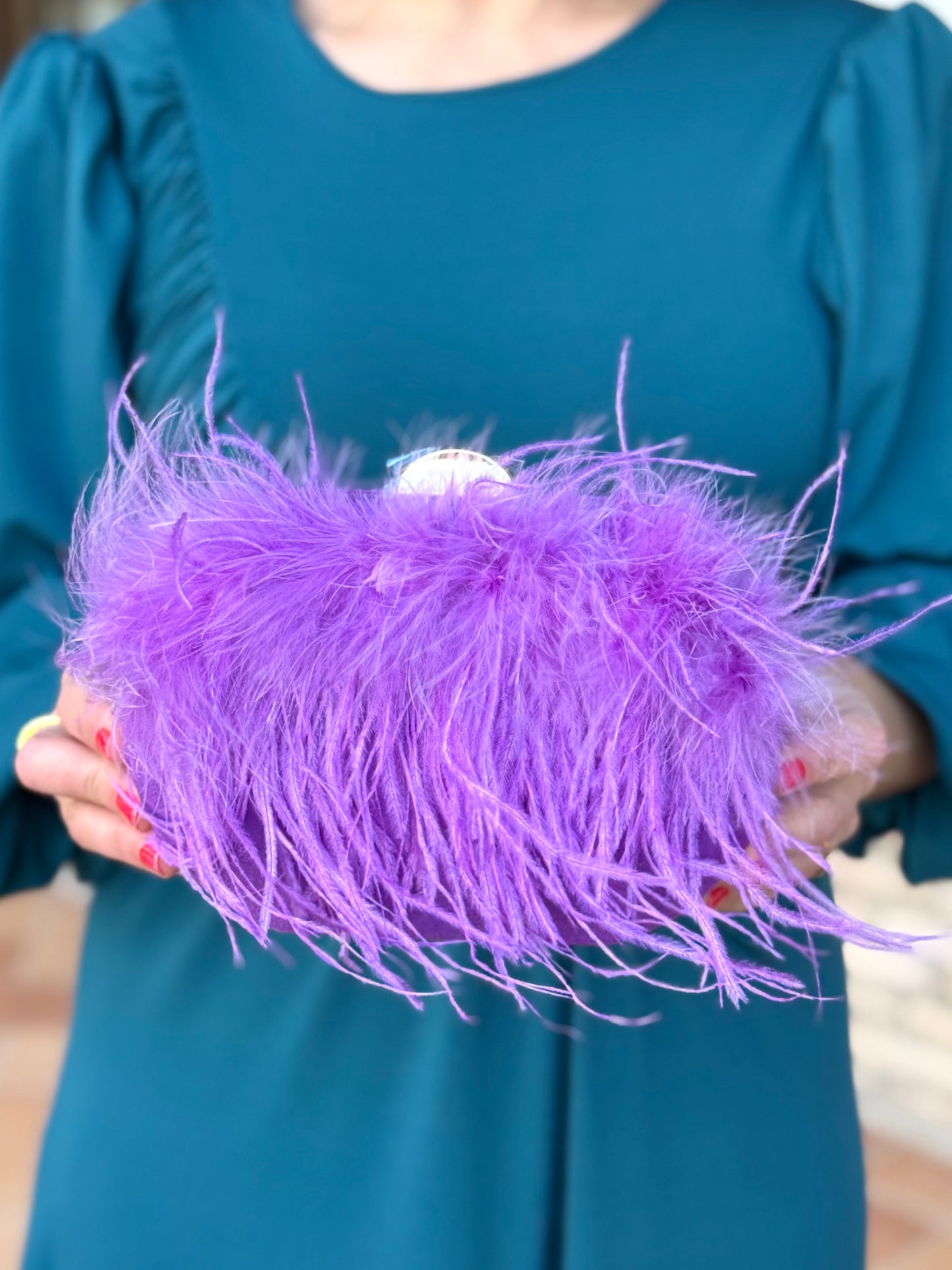 Bolso Plumas Morado
