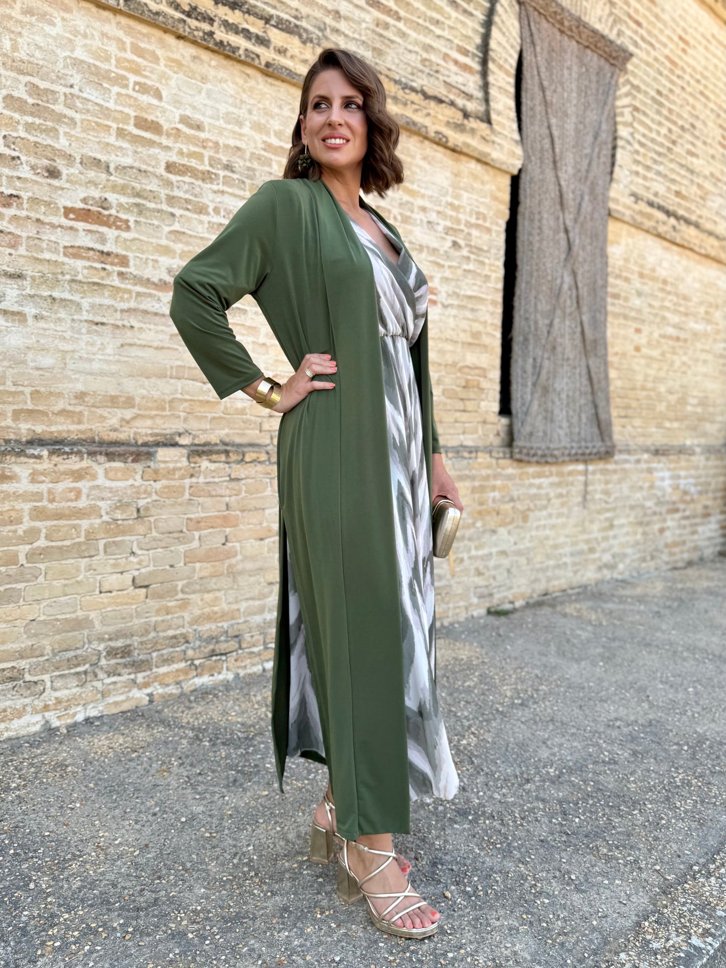 Kimono Punto de Seda Kaki