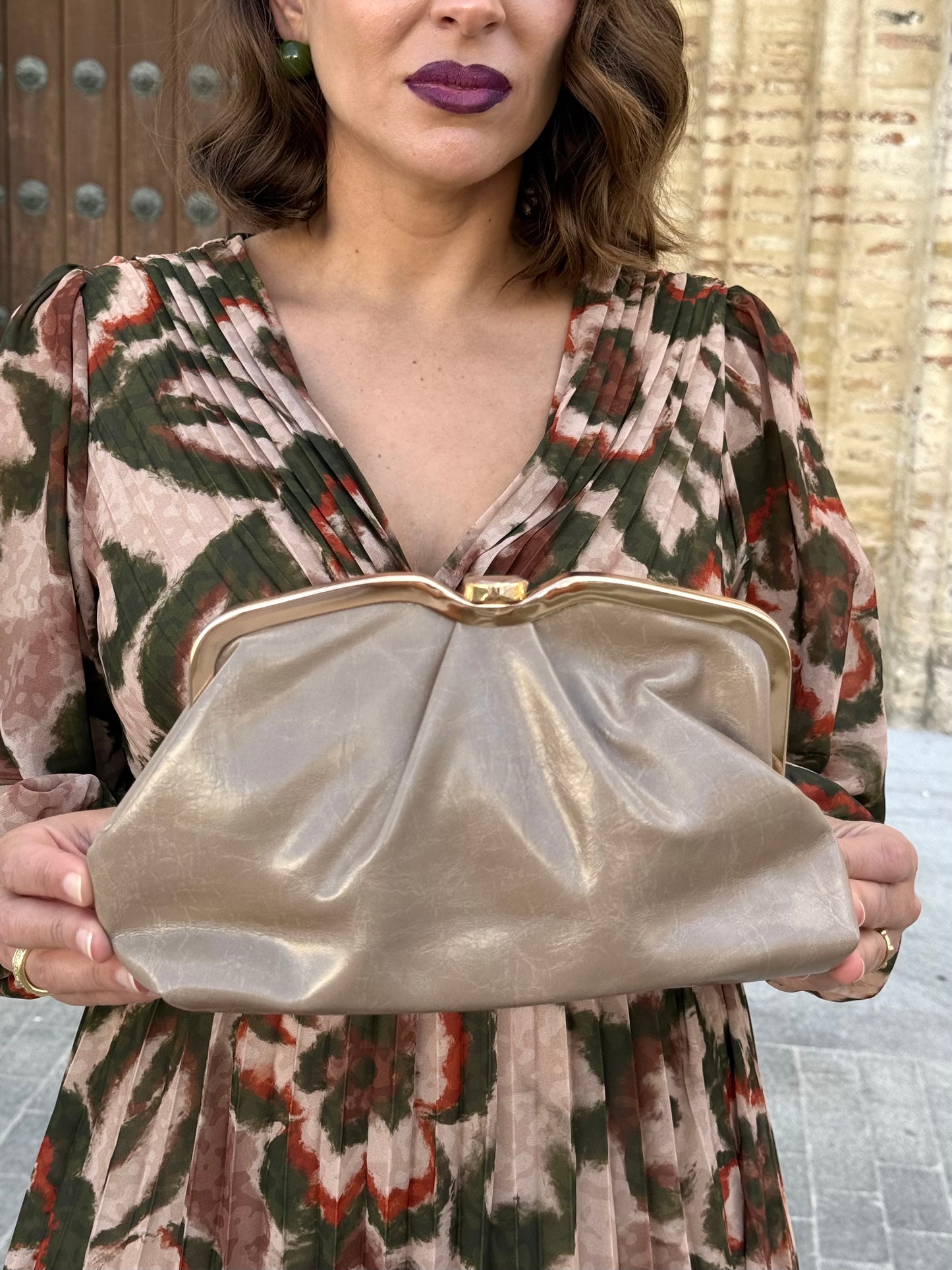 Bolso Clutch Vintage Champán