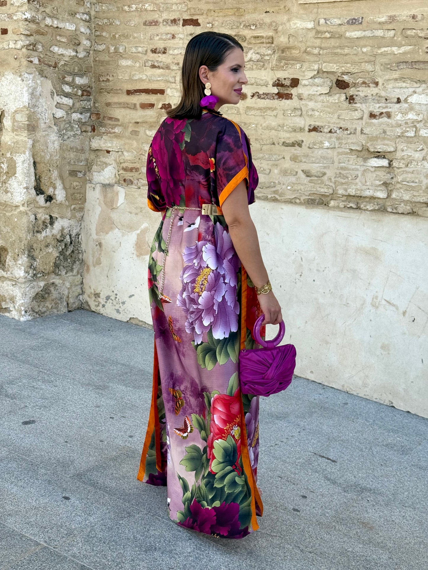 Vestido Elvira Naranja/Morado