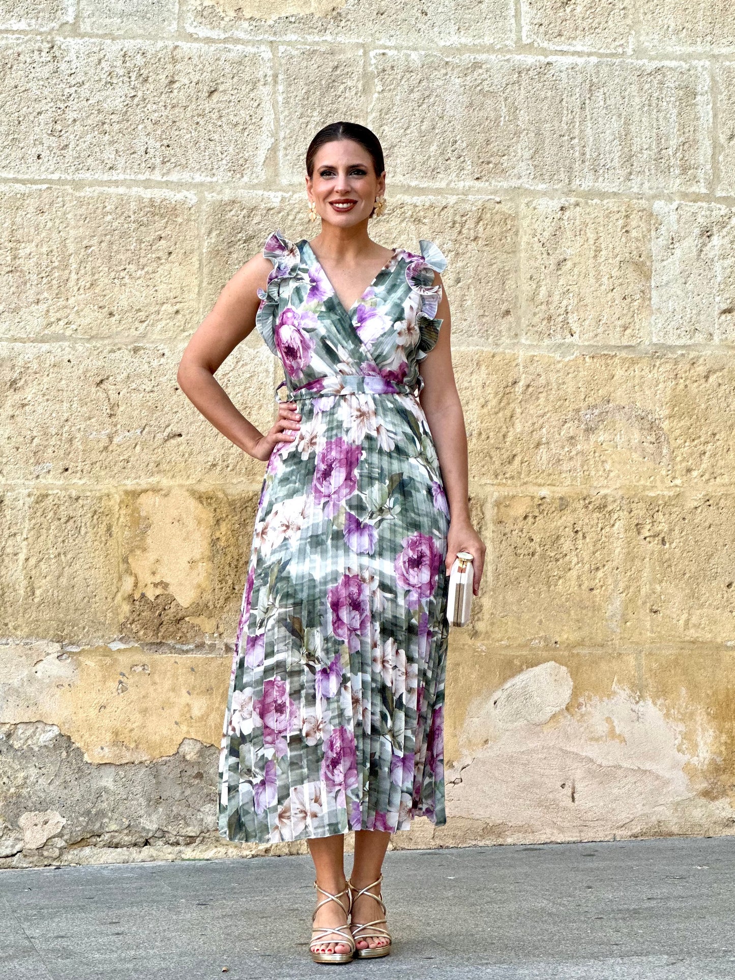 Vestido Luz Floral kaki