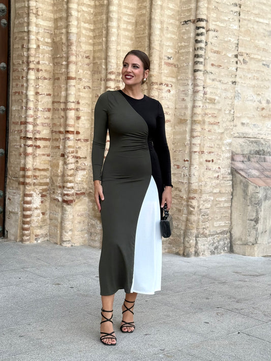 Vestido Brunna Kaki/Negro