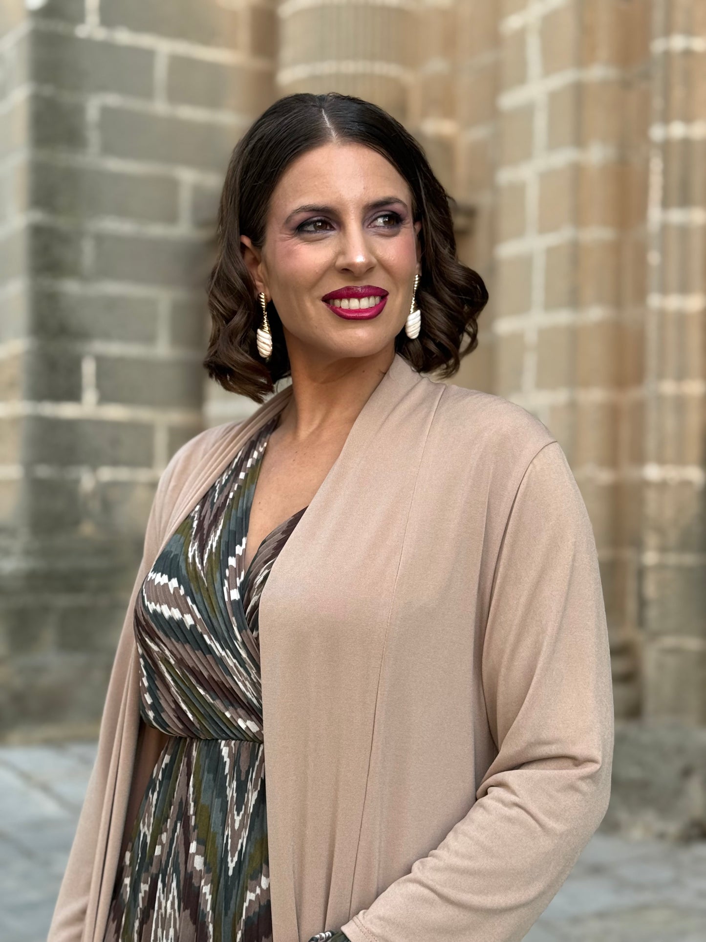 Kimono Punto De Seda Camel