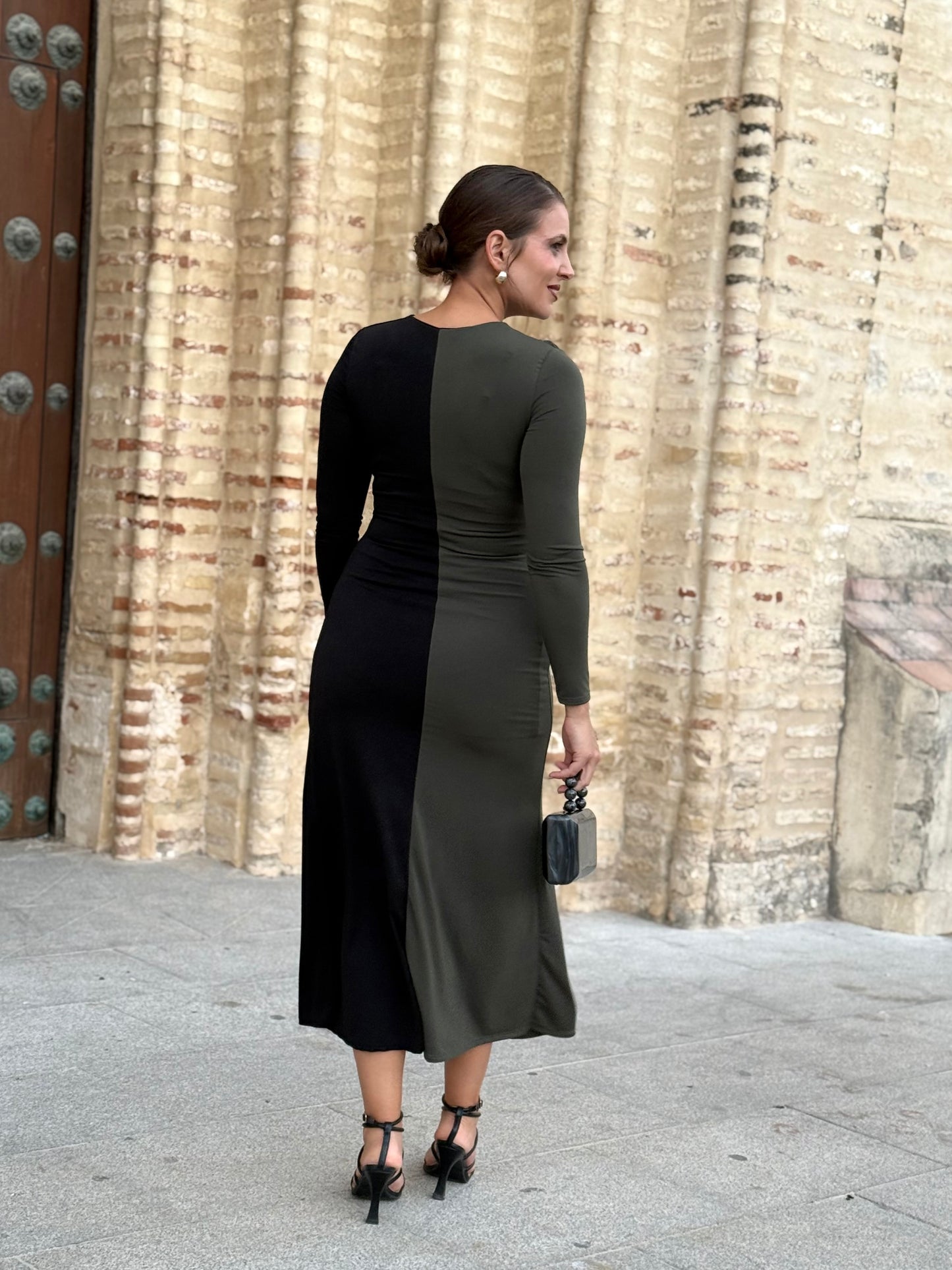 Vestido Brunna Kaki/Negro
