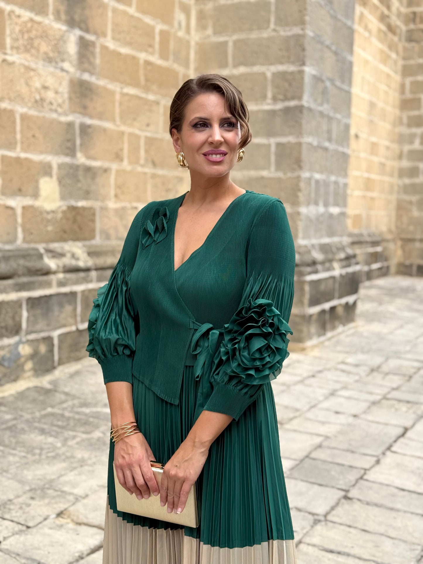 Vestido Adriana Verde/Beige
