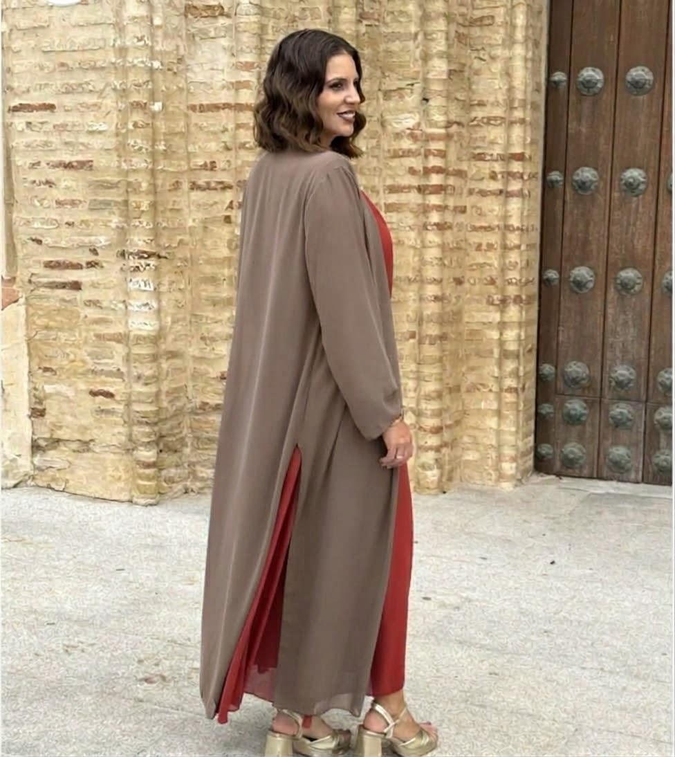 Kimono de gasa Taupe