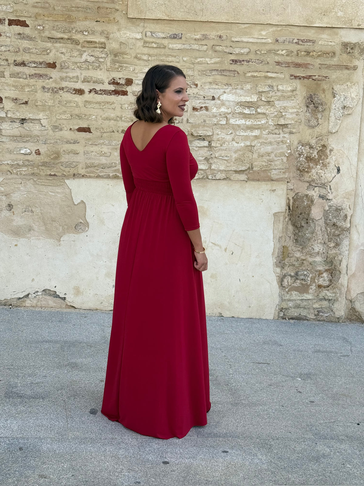 Vestido Zafira Manga Rojo Sangre