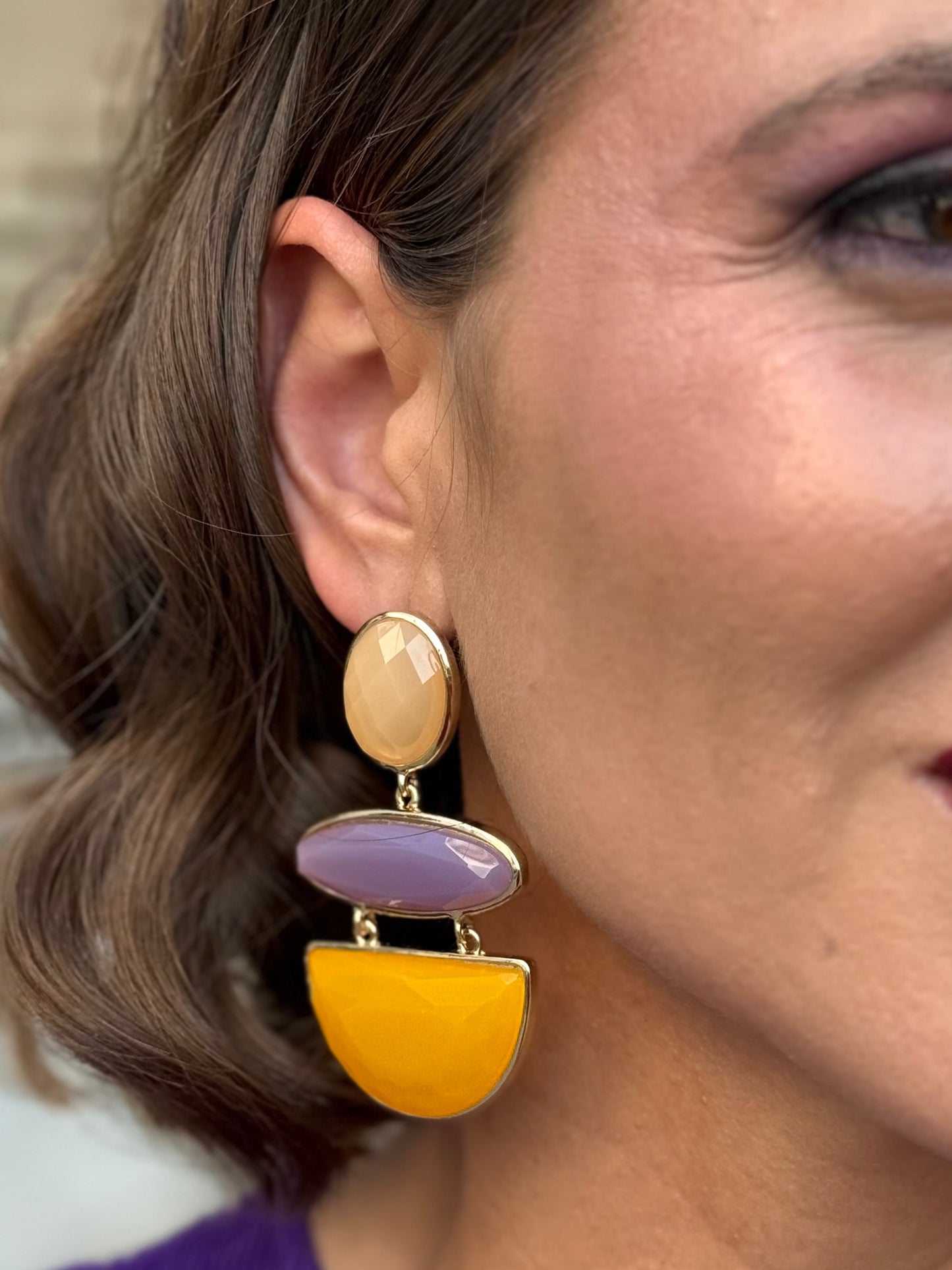Pendientes Candamo Morado-Mostaza