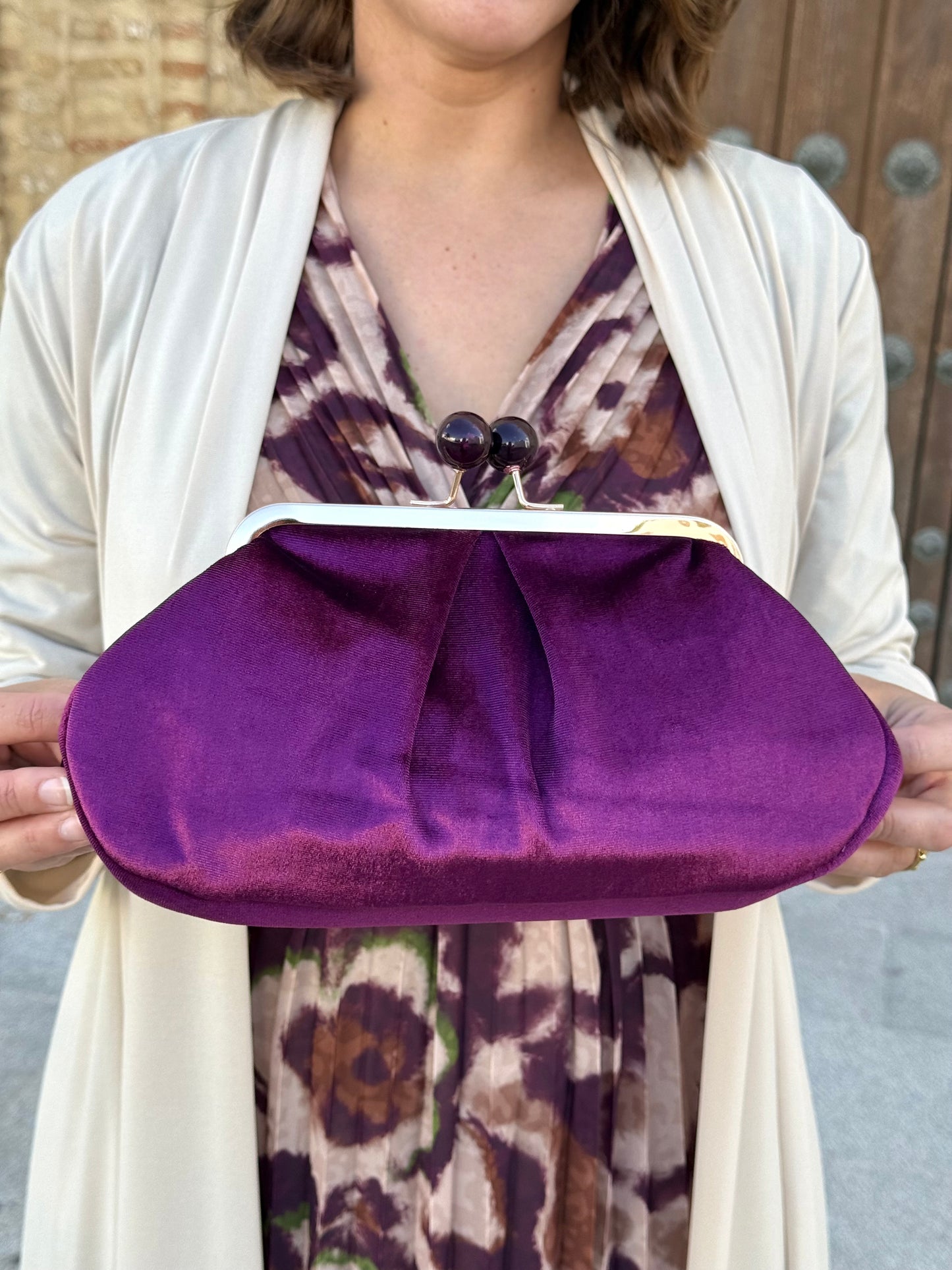 Bolso Clutch de Terciopelo Buganvilla