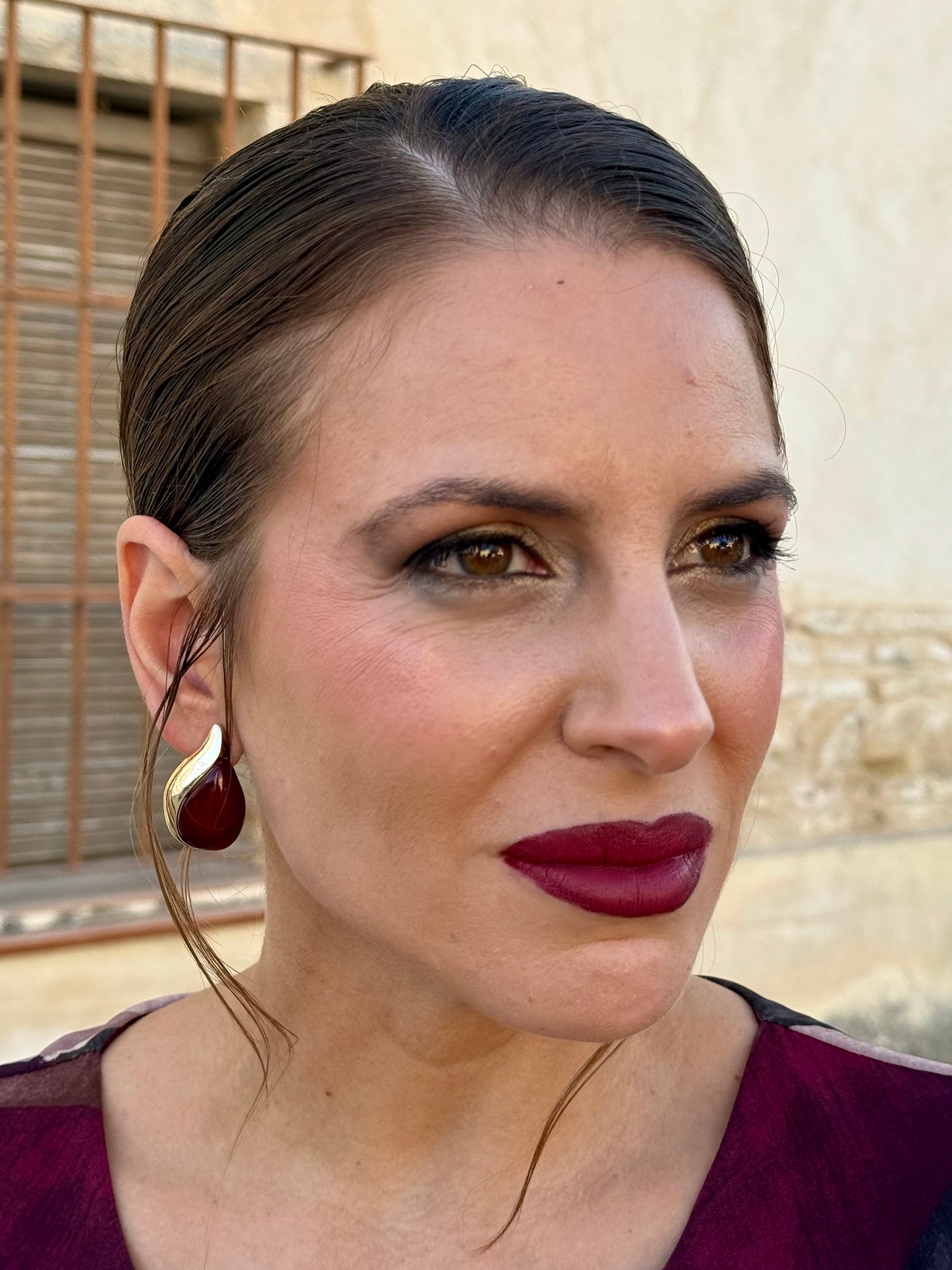 Pendientes Silueta Burdeos