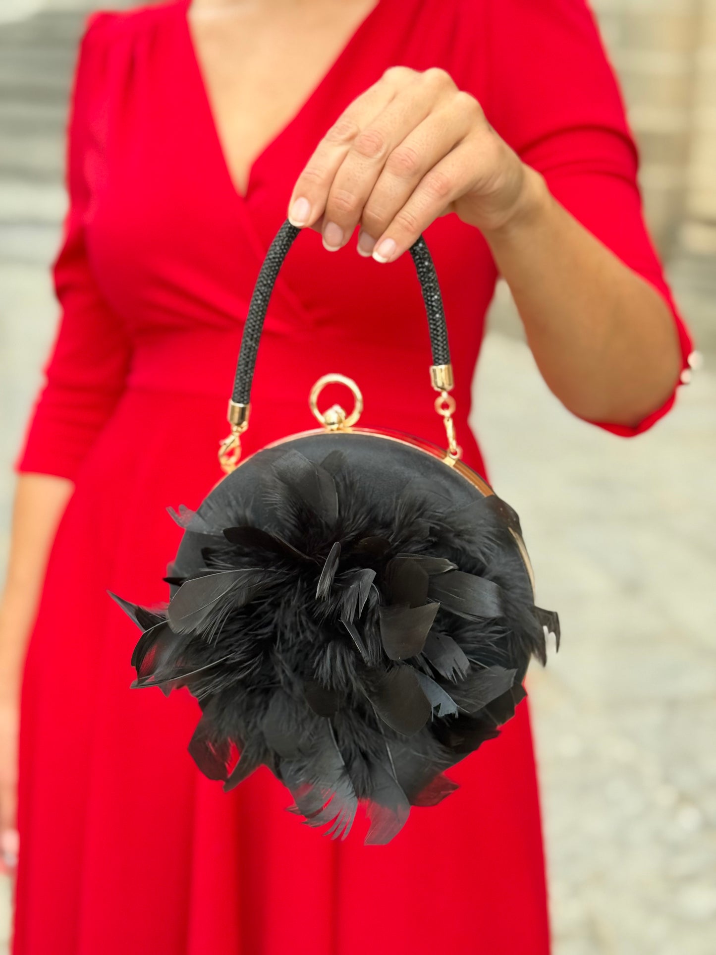 Bolso Amalia Plumas Negro