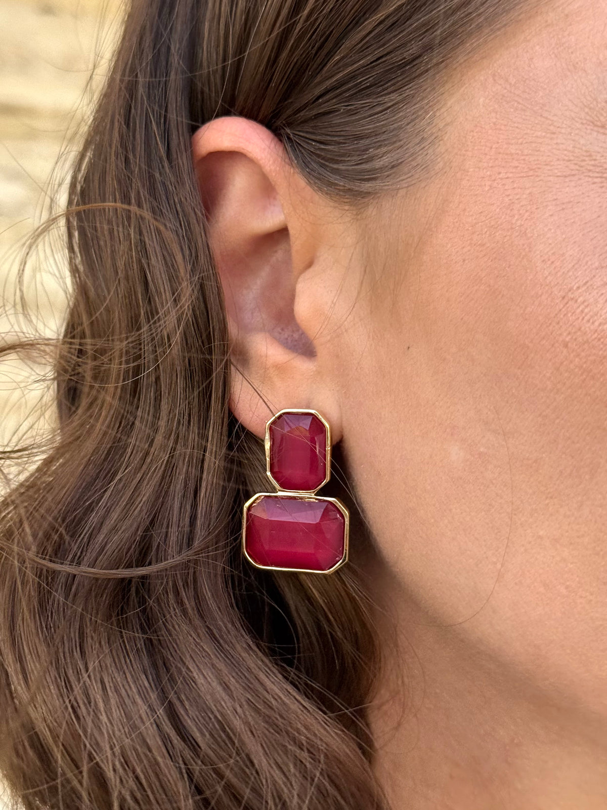 Pendientes Luna Burdeos
