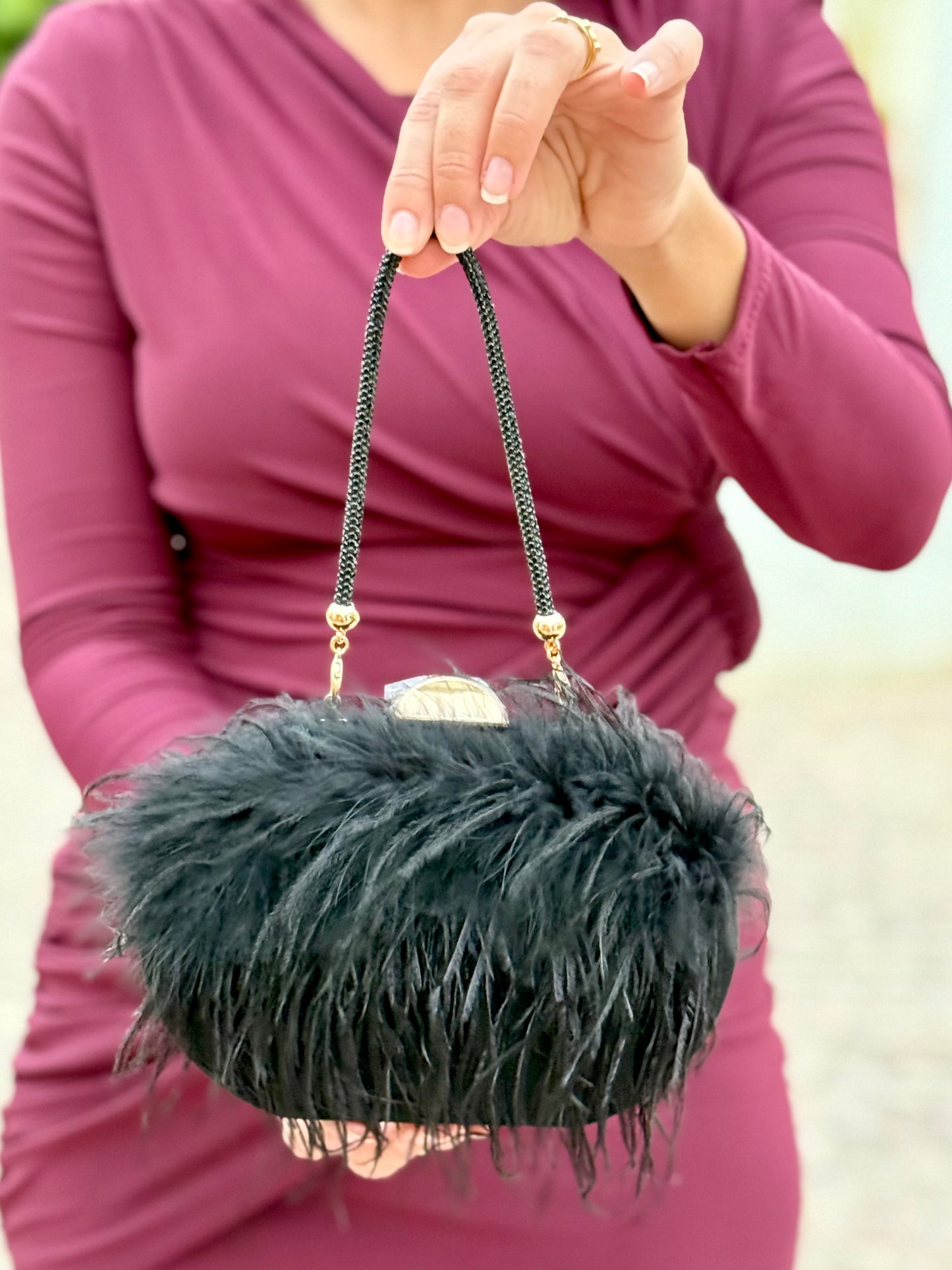 Bolso Plumas Negro