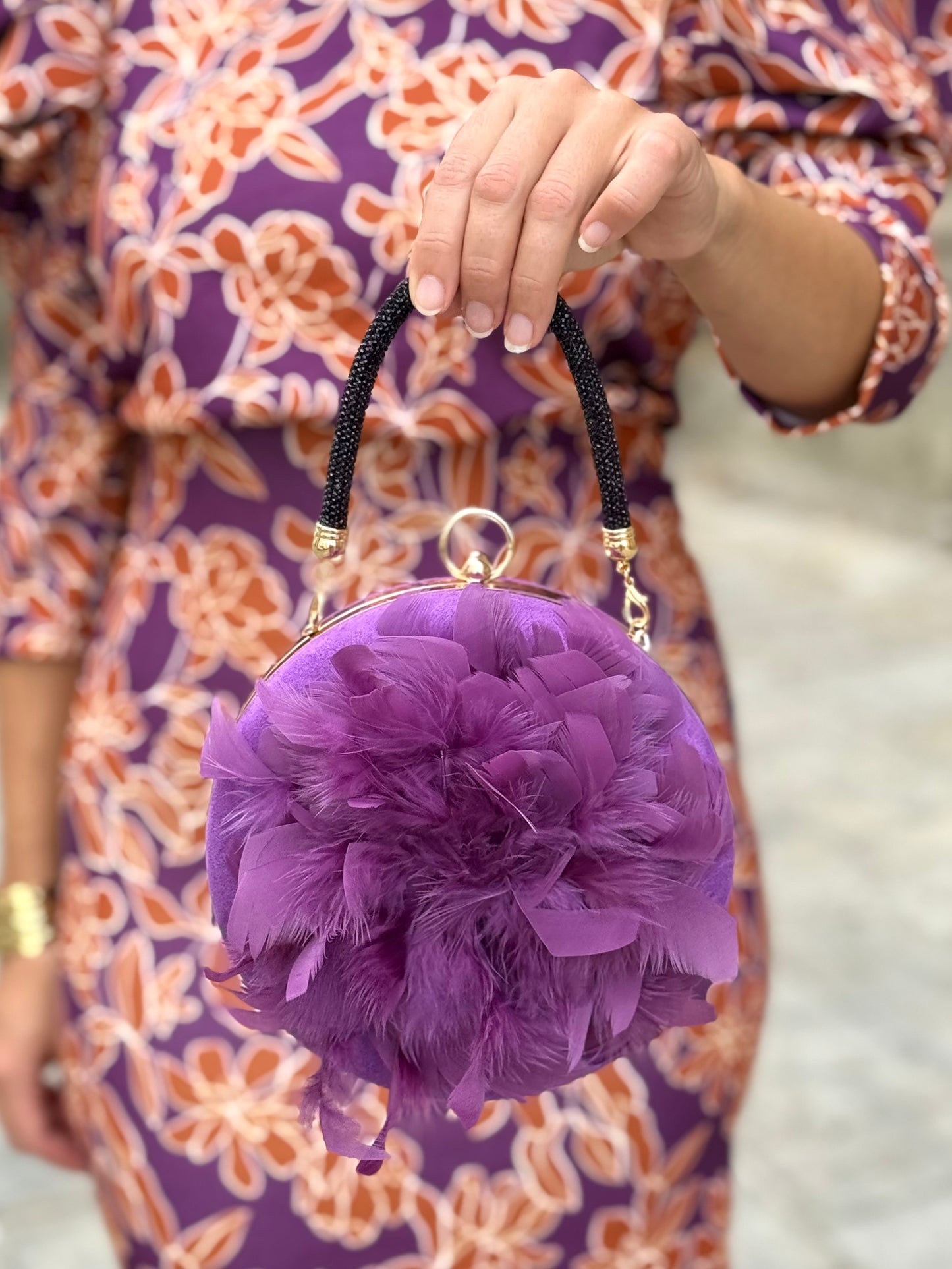 Bolso Amalia Plumas Morado