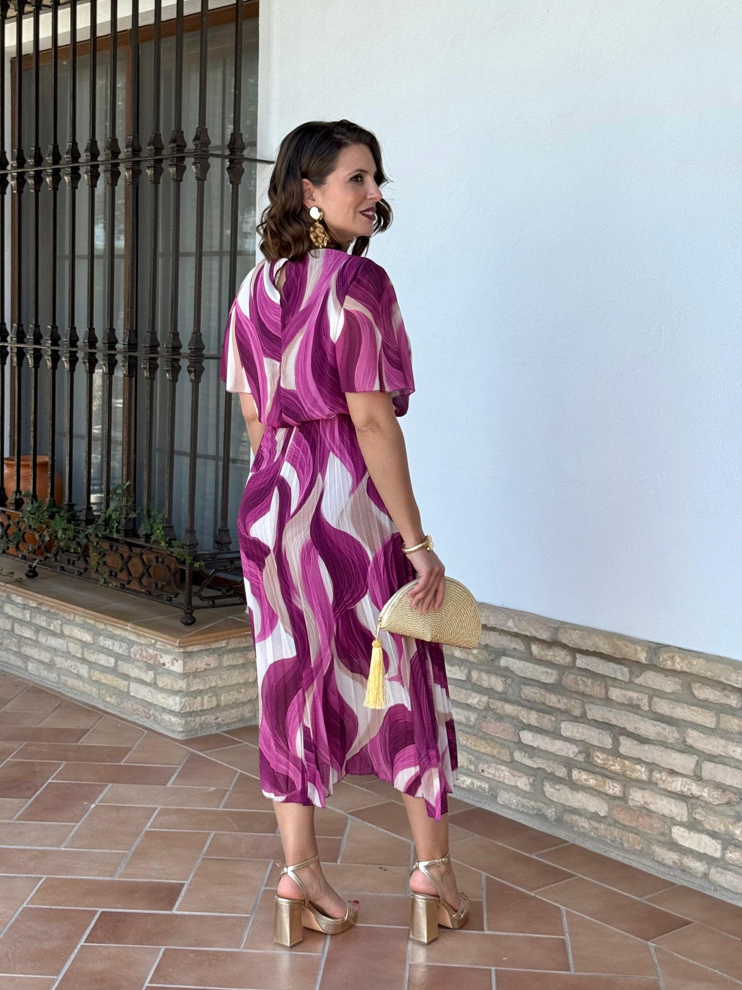 Vestido Niebla Estampado Buganvilla