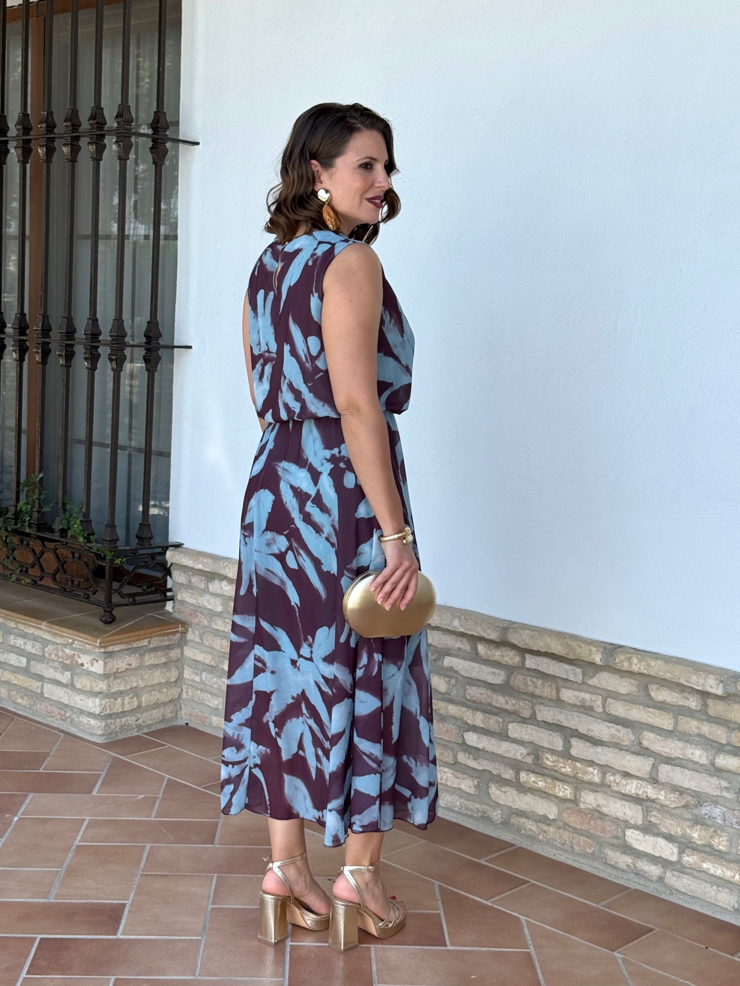 Vestido Miri Vino/Celeste
