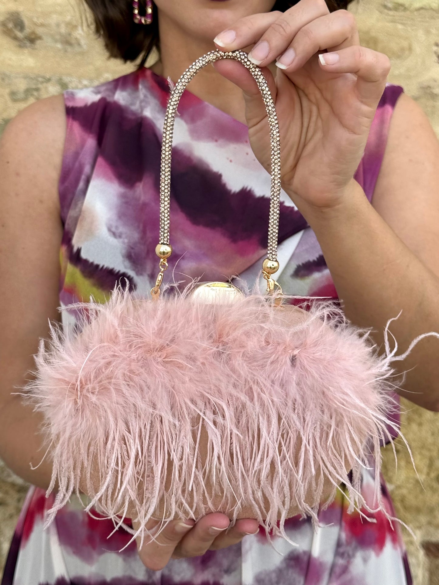 Bolso Plumas Rosa