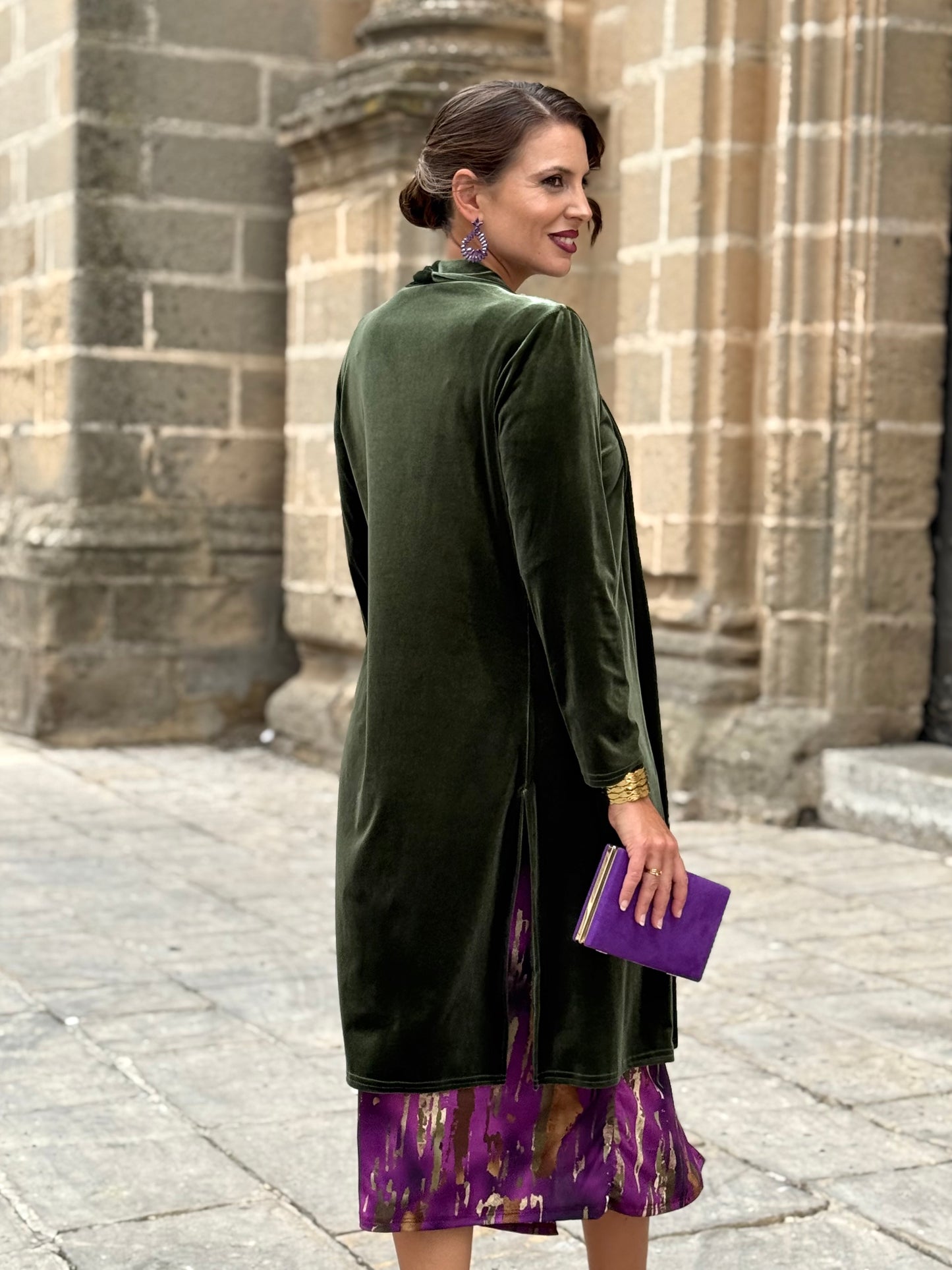 Kimono de Terciopelo Verde Kaki