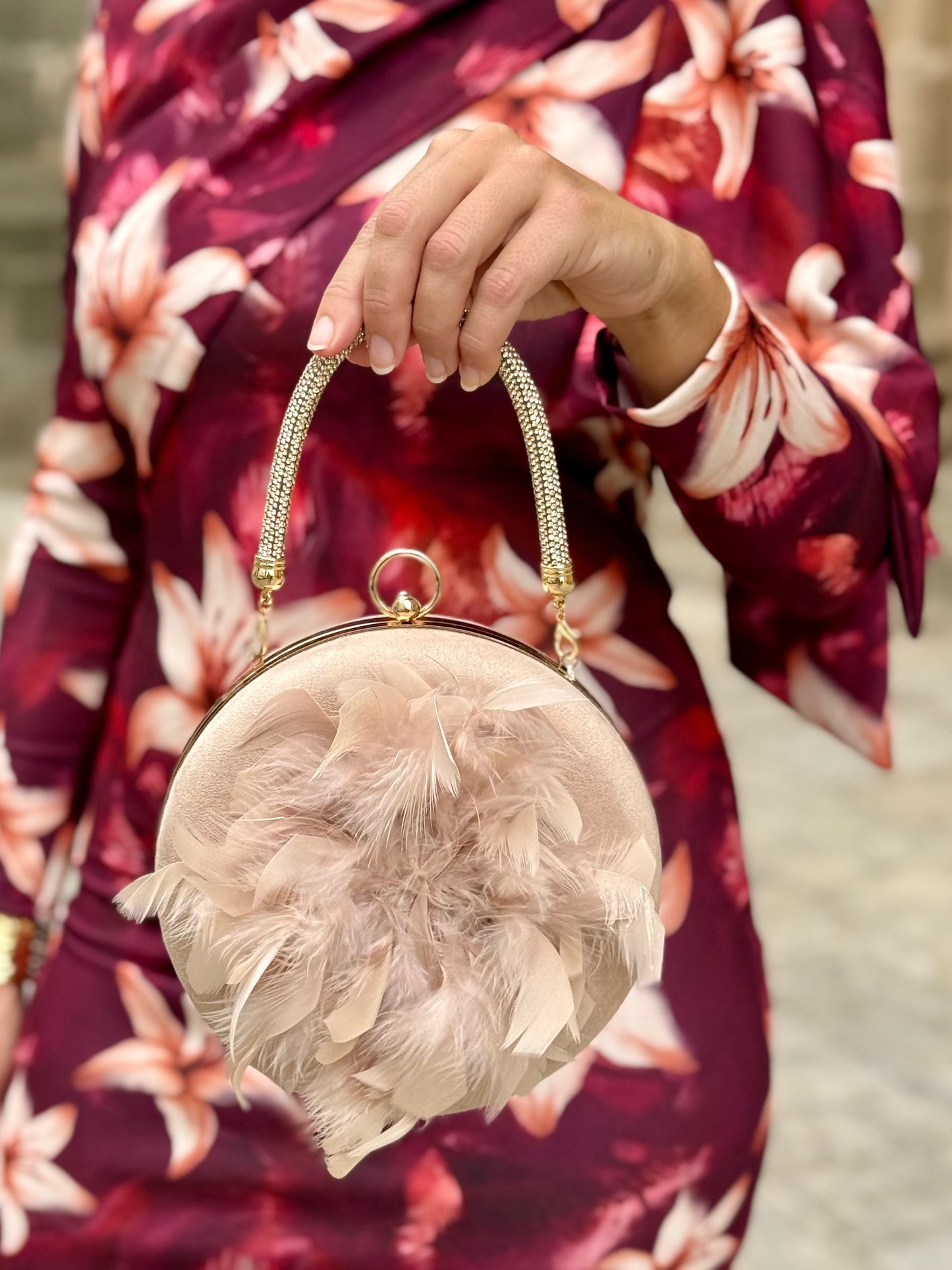 Bolso Amalia plumas Beige