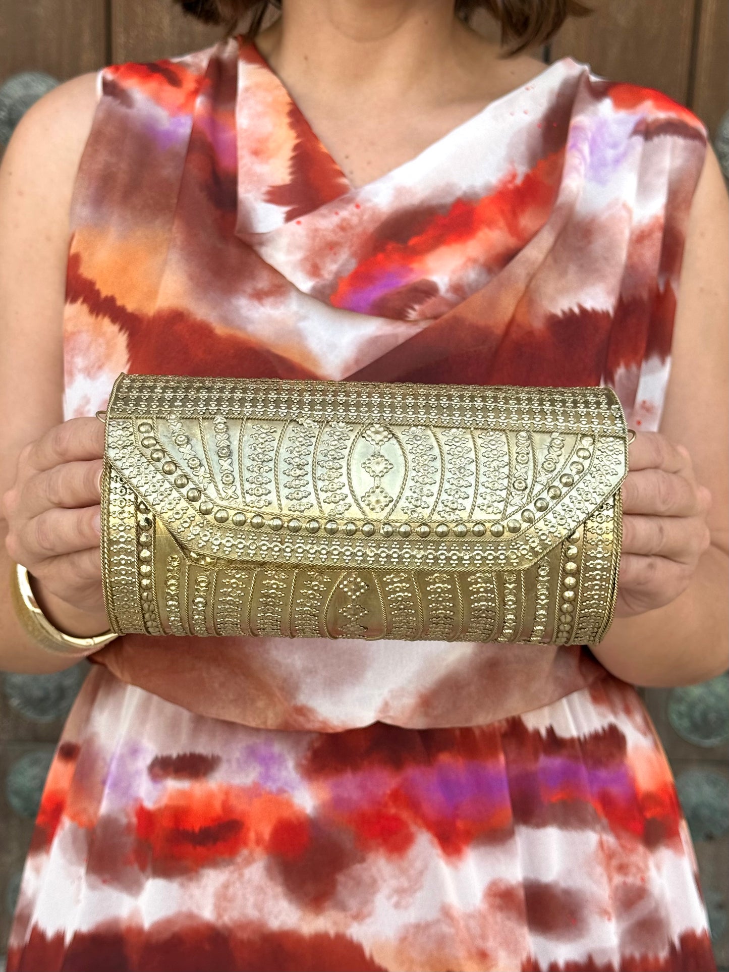 Bolso de Fiesta Clutch Oro Grabado