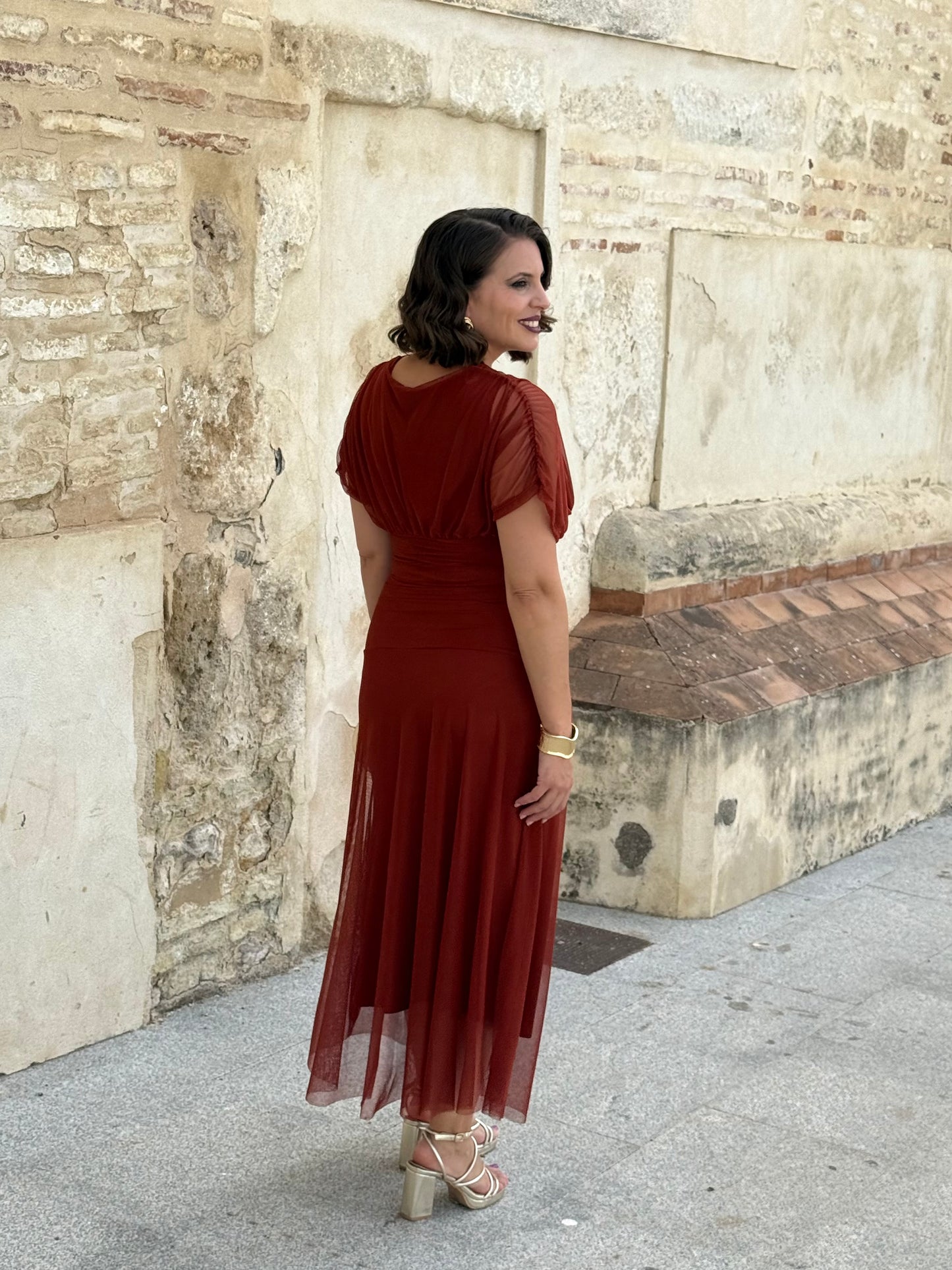 Vestido Graciela M/C Teja