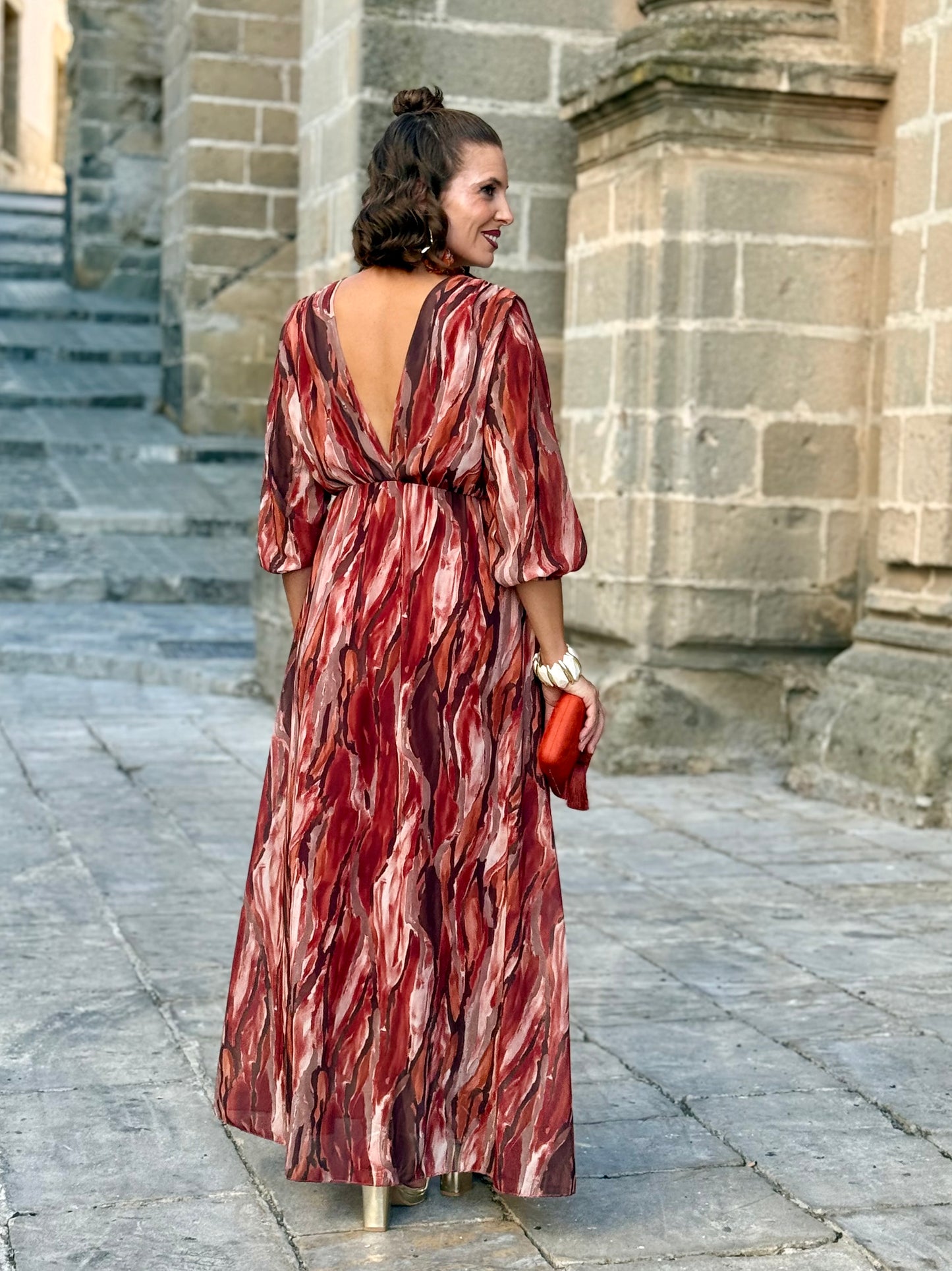 Vestido Pinceladas Teja